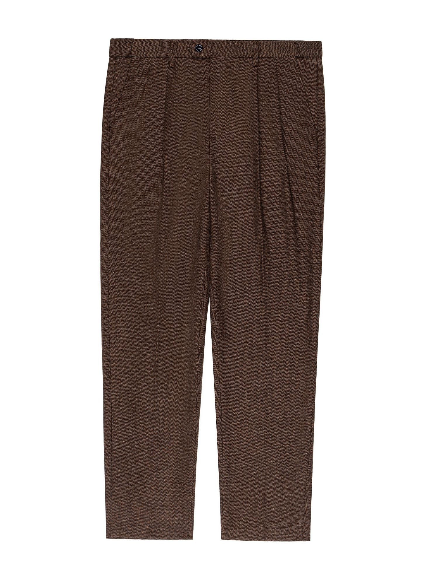 Costume Homme 3 Pièces en CAFE en Laine Cardée à Motif Chevron  Nouvelle Collection Cérémonie & Affaires