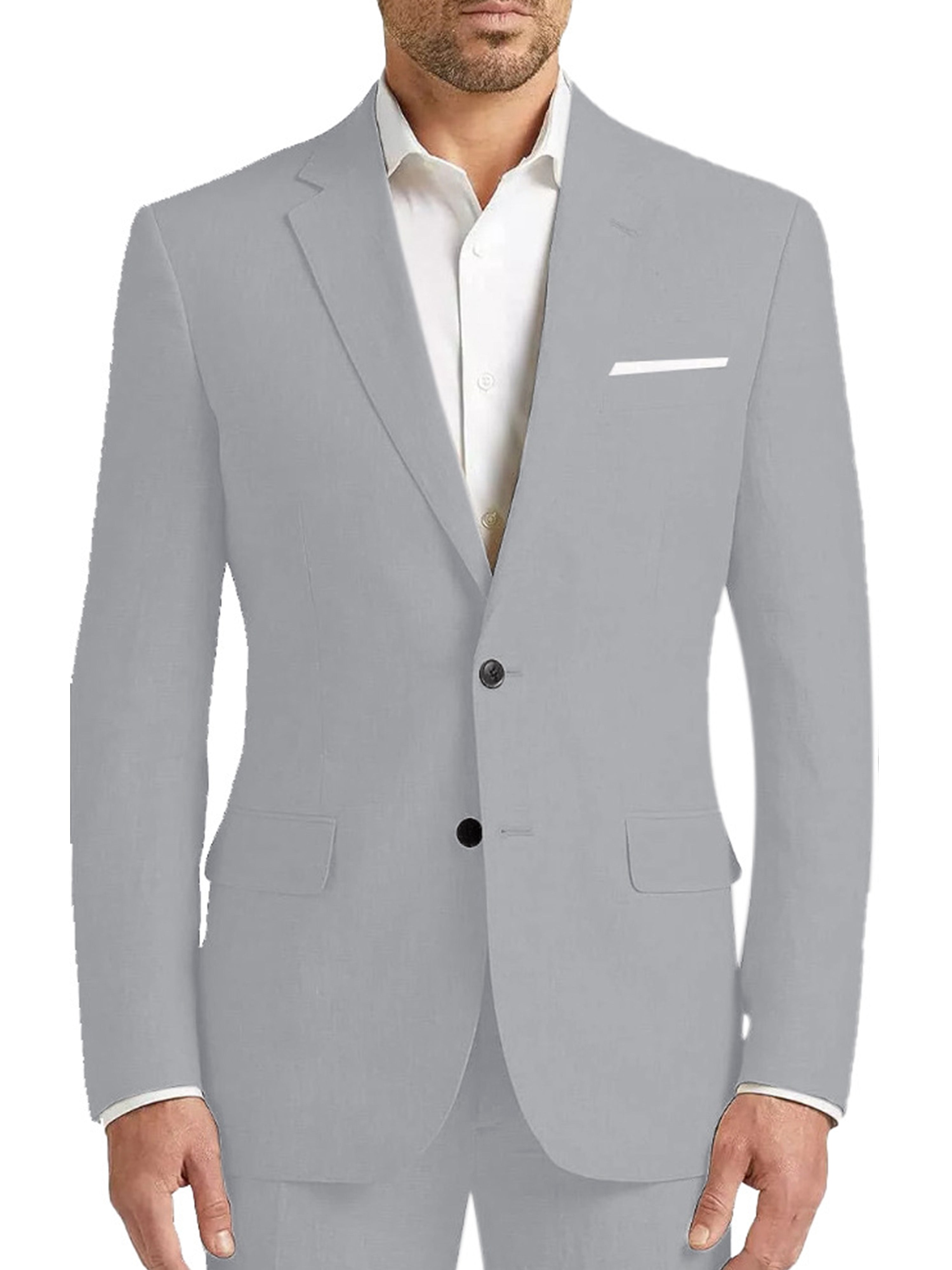 Costume Homme 2 Pièces en Lin - 2 Boutons Coupe Slim pour Cérémonie et Affaires Élégantes