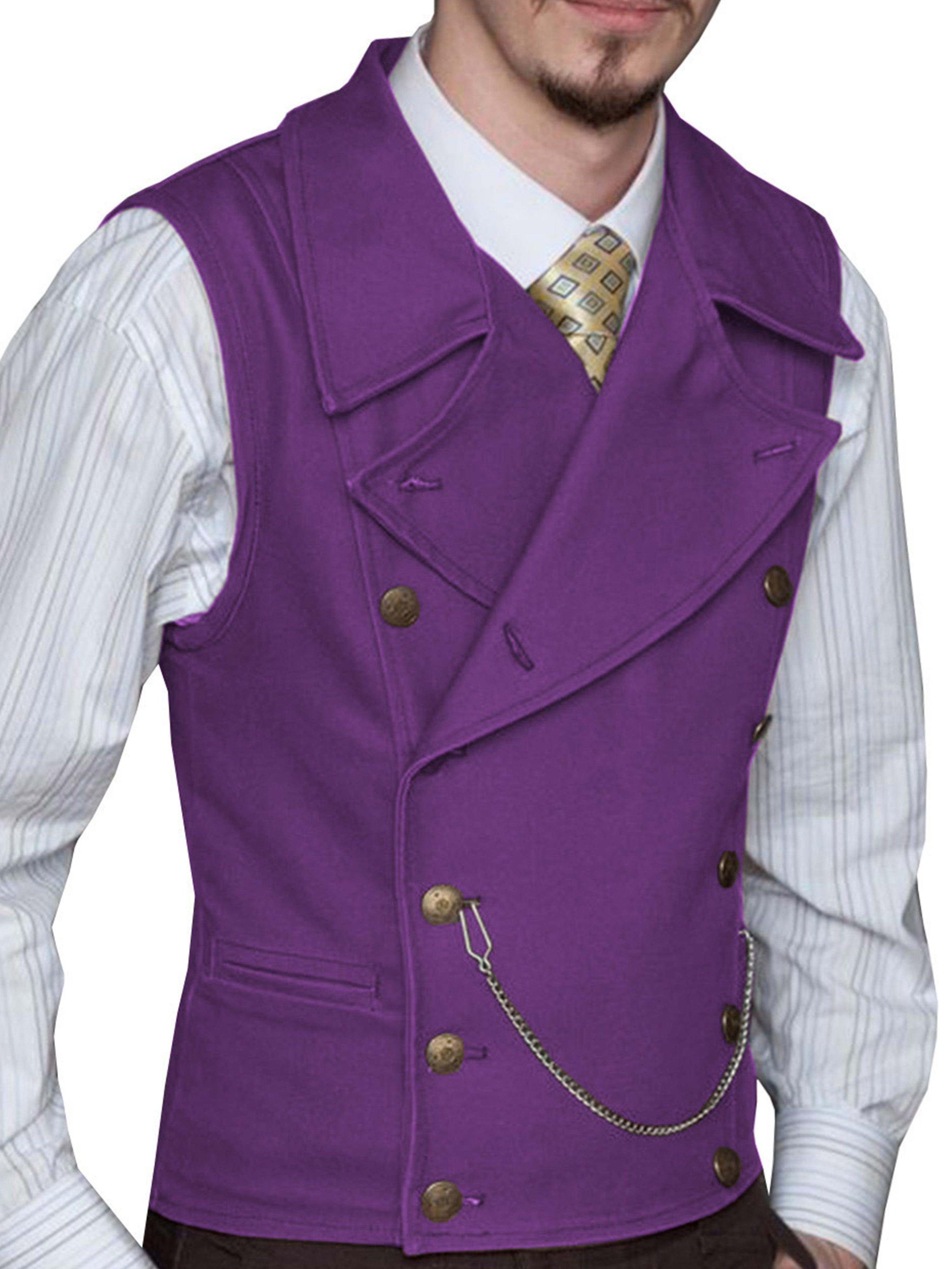 Gilet Double-Épaule en Daim en RAISIN pour Homme Élégance Texturée et Coupe Adjustée