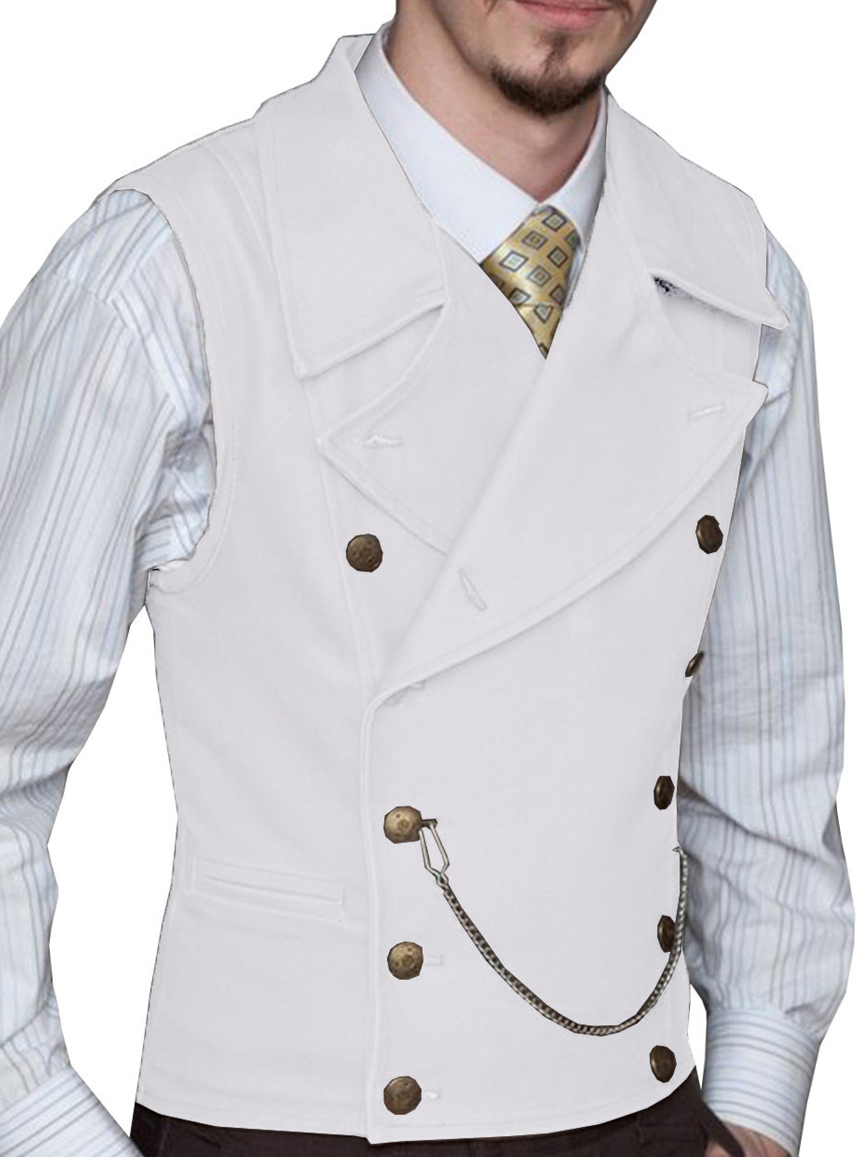 Gilet Double-Épaule en Daim en BLANC pour Homme Élégance Texturée et Coupe Adjustée