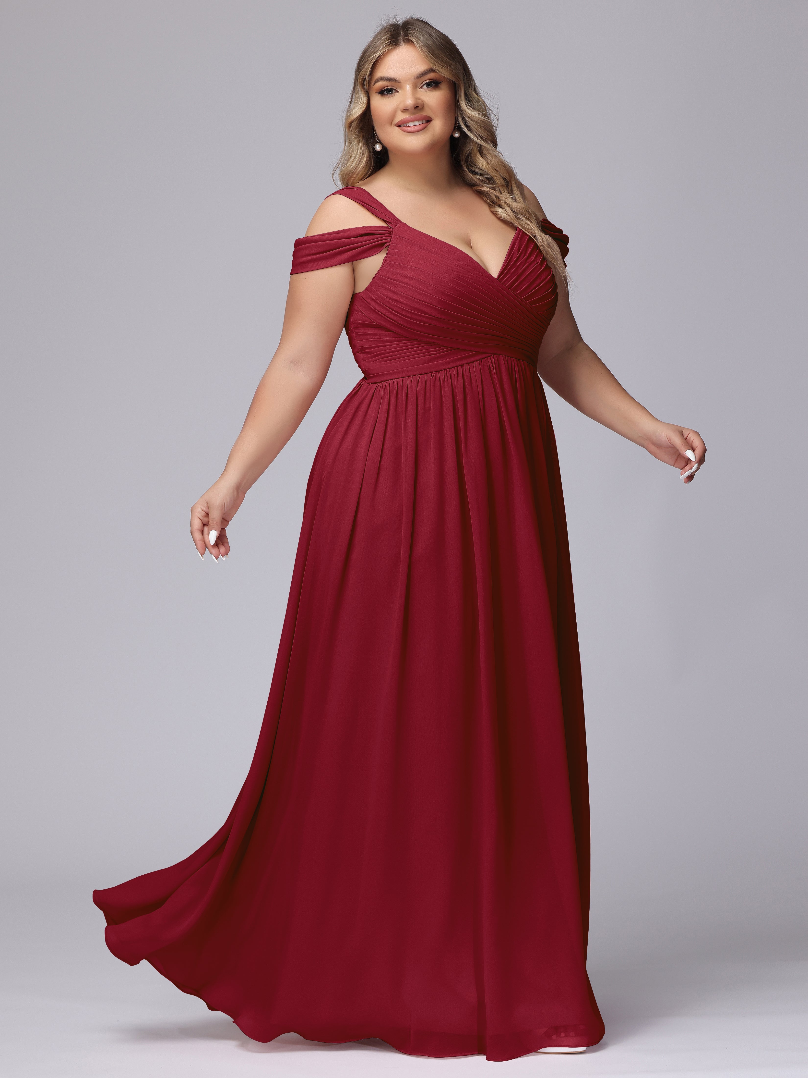 Robes De Demoiselle D'Honneur Bordeaux Fendue Col V Dos En V Mousseline Robes Demoiselle D'Honneur Grande Taille