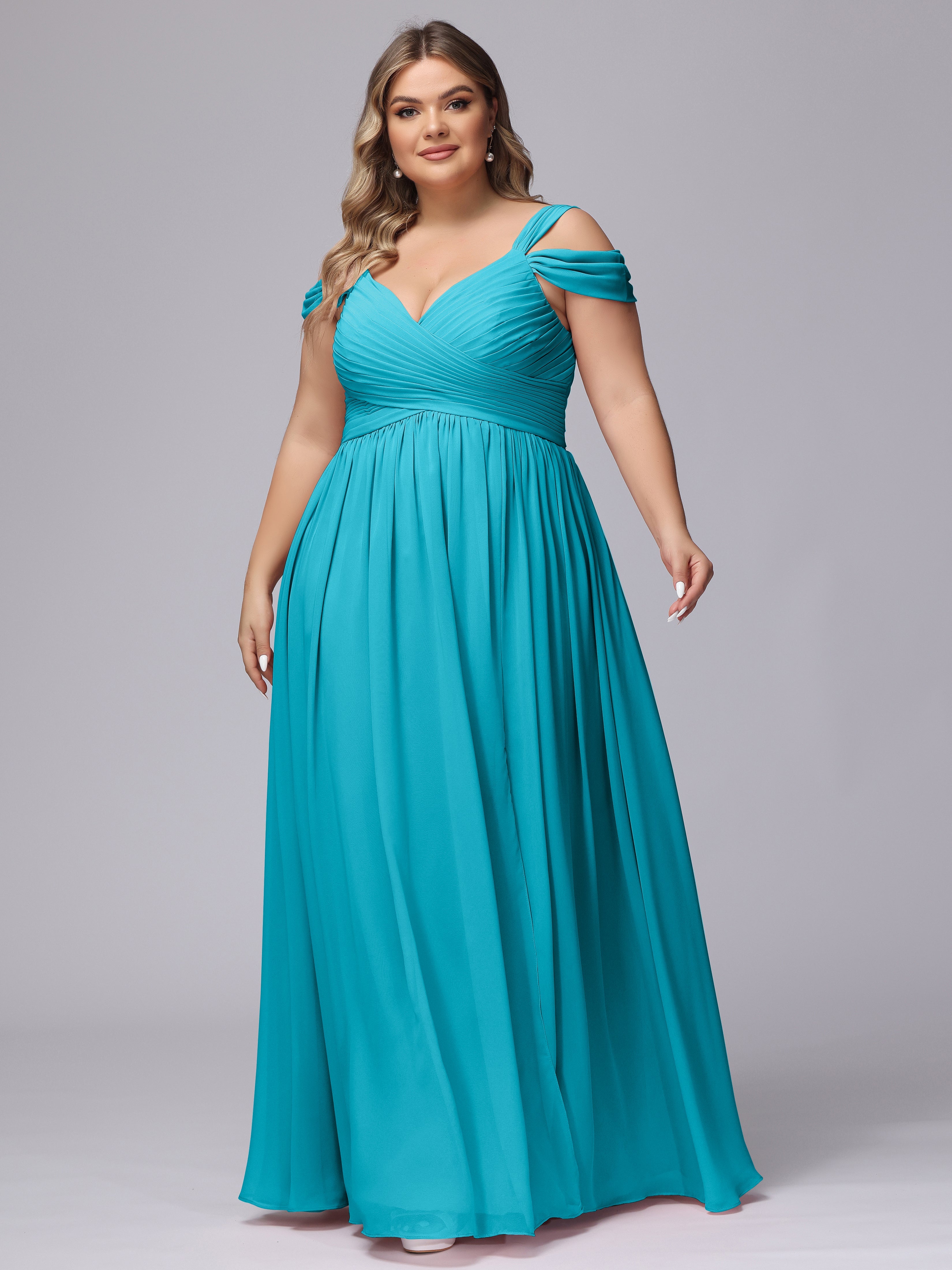 Robes De Demoiselle D'Honneur Jade Fendue Col V Dos En V Mousseline Robes Demoiselle D'Honneur Grande Taille