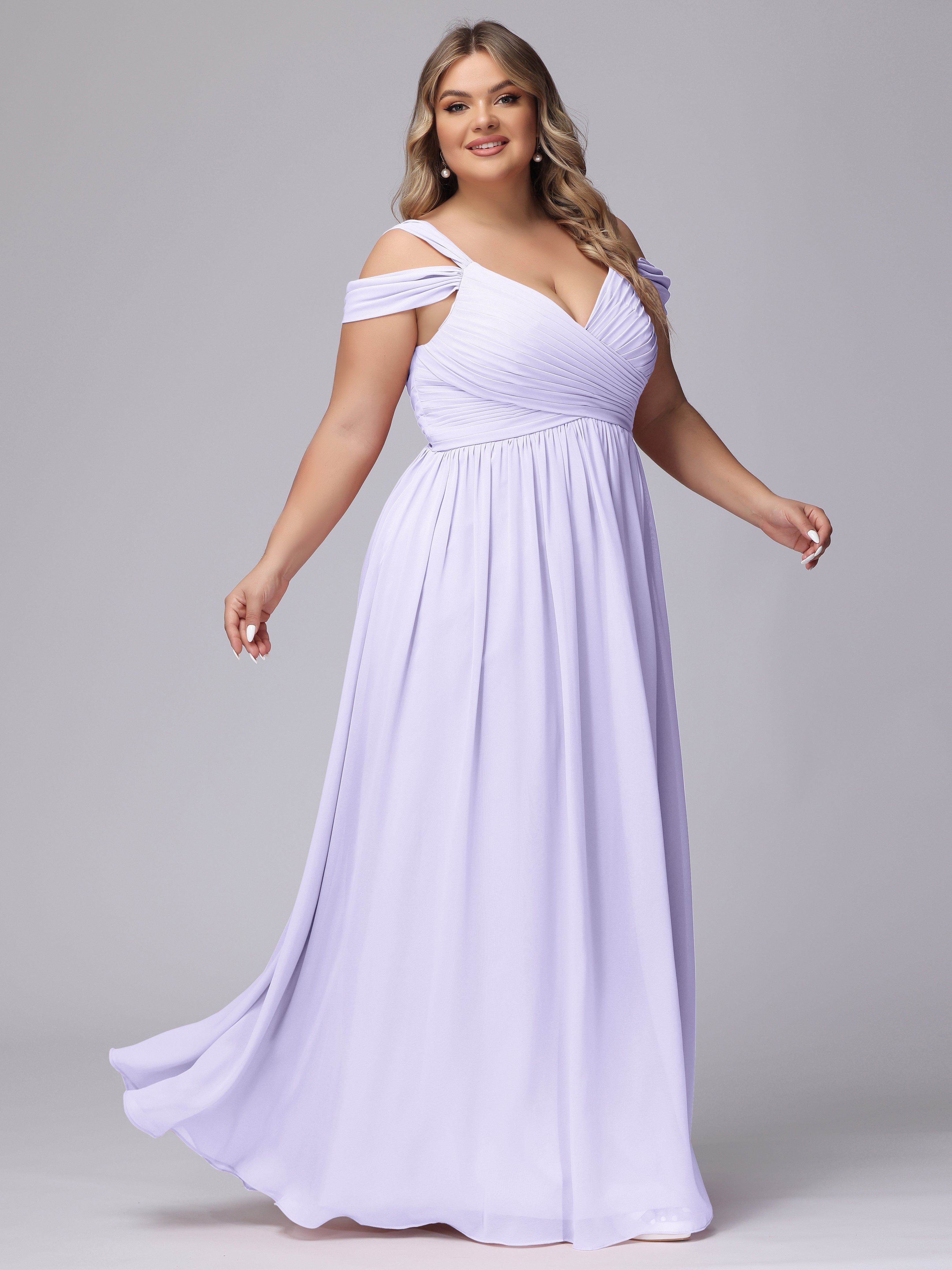 Robe Demoiselle D Honneur Lilas Fendue Col V Dos En V Mousseline Robes Demoiselle D'Honneur Grande Taille