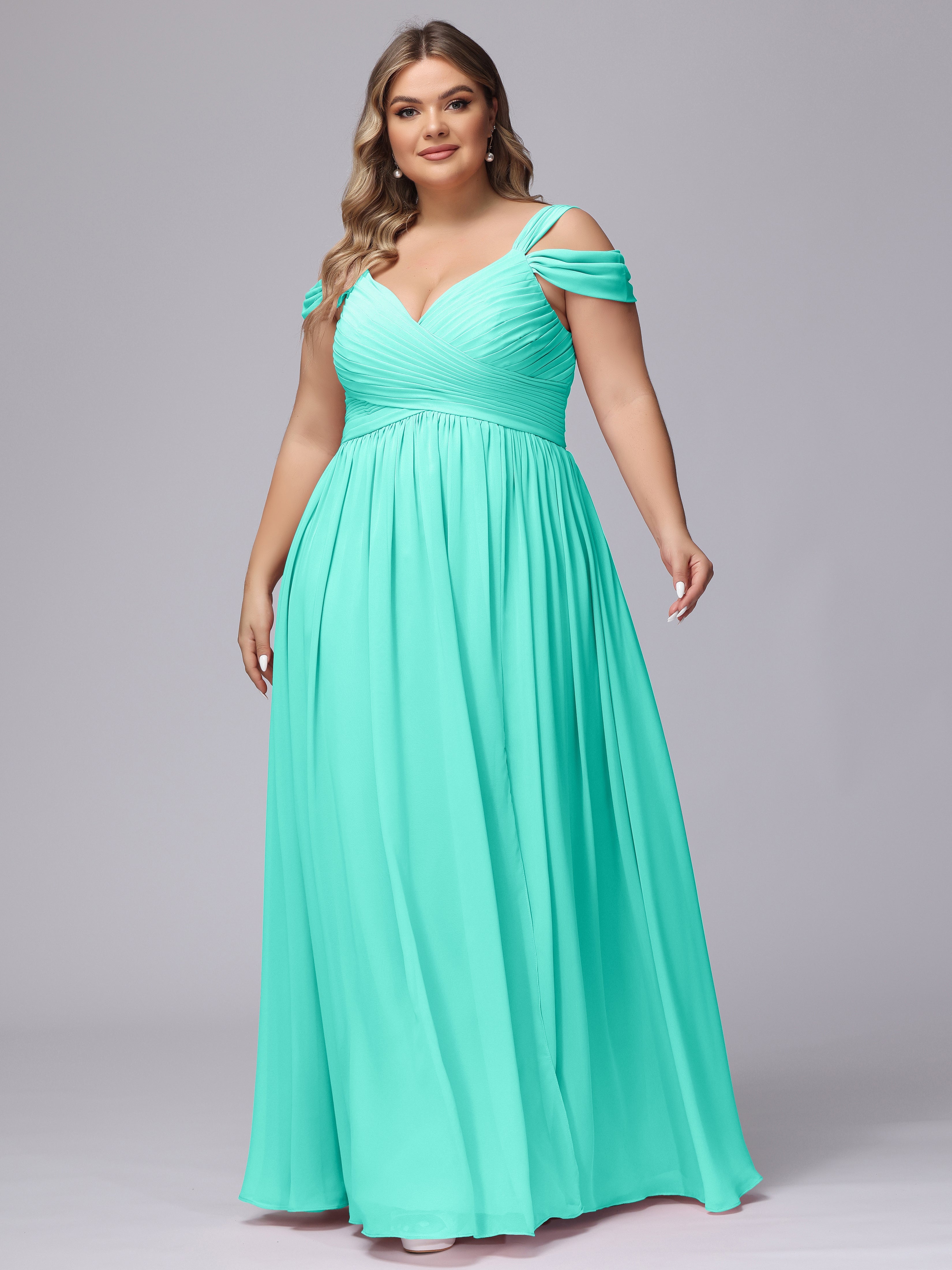 Robes De Demoiselle D'Honneur Spa Fendue Col V Dos En V Mousseline Robes Demoiselle D'Honneur Grande Taille