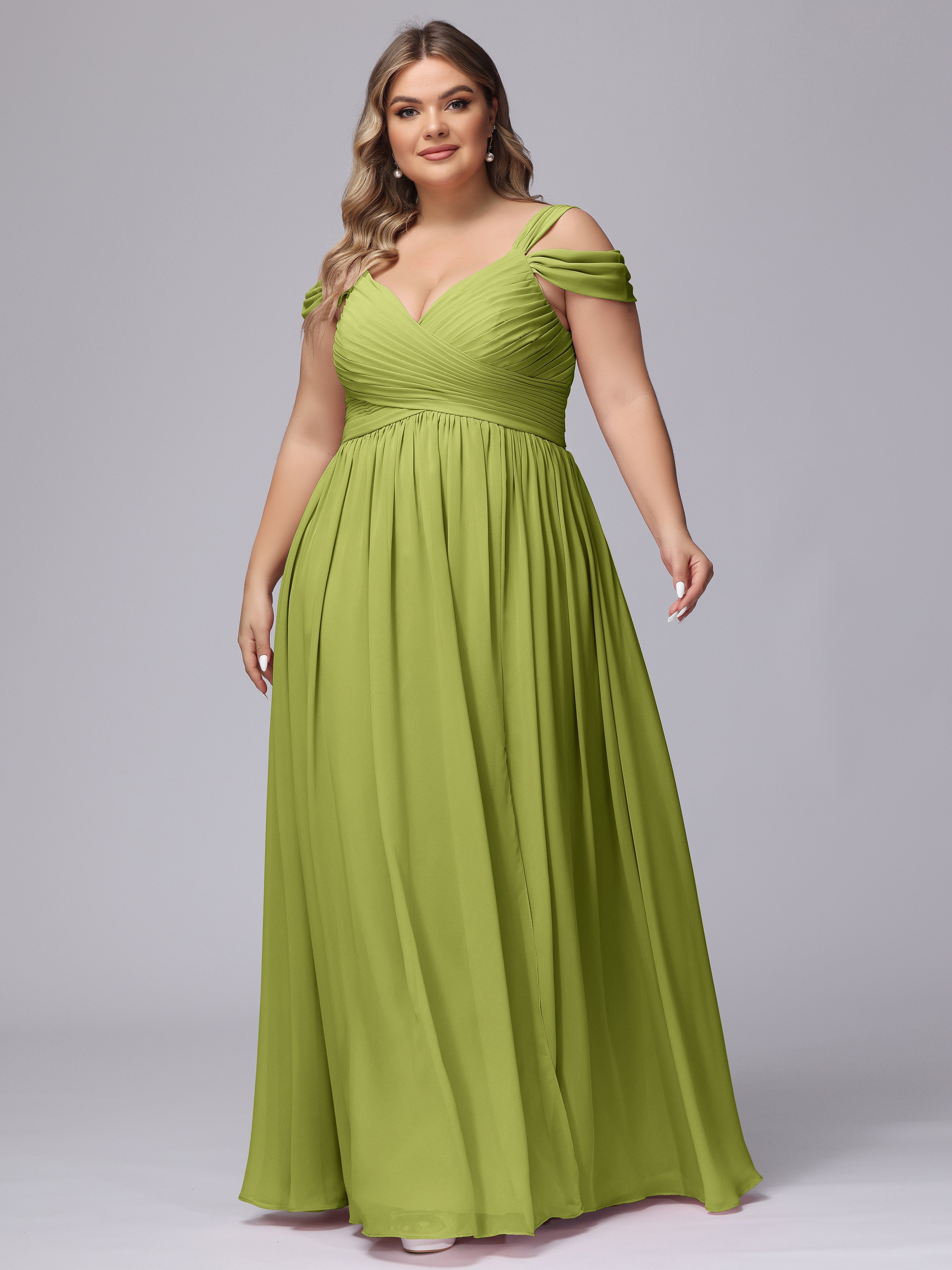 Robes De Demoiselle D'Honneur Trèfle Fendue Col V Dos En V Mousseline Robes Demoiselle D'Honneur Grande Taille