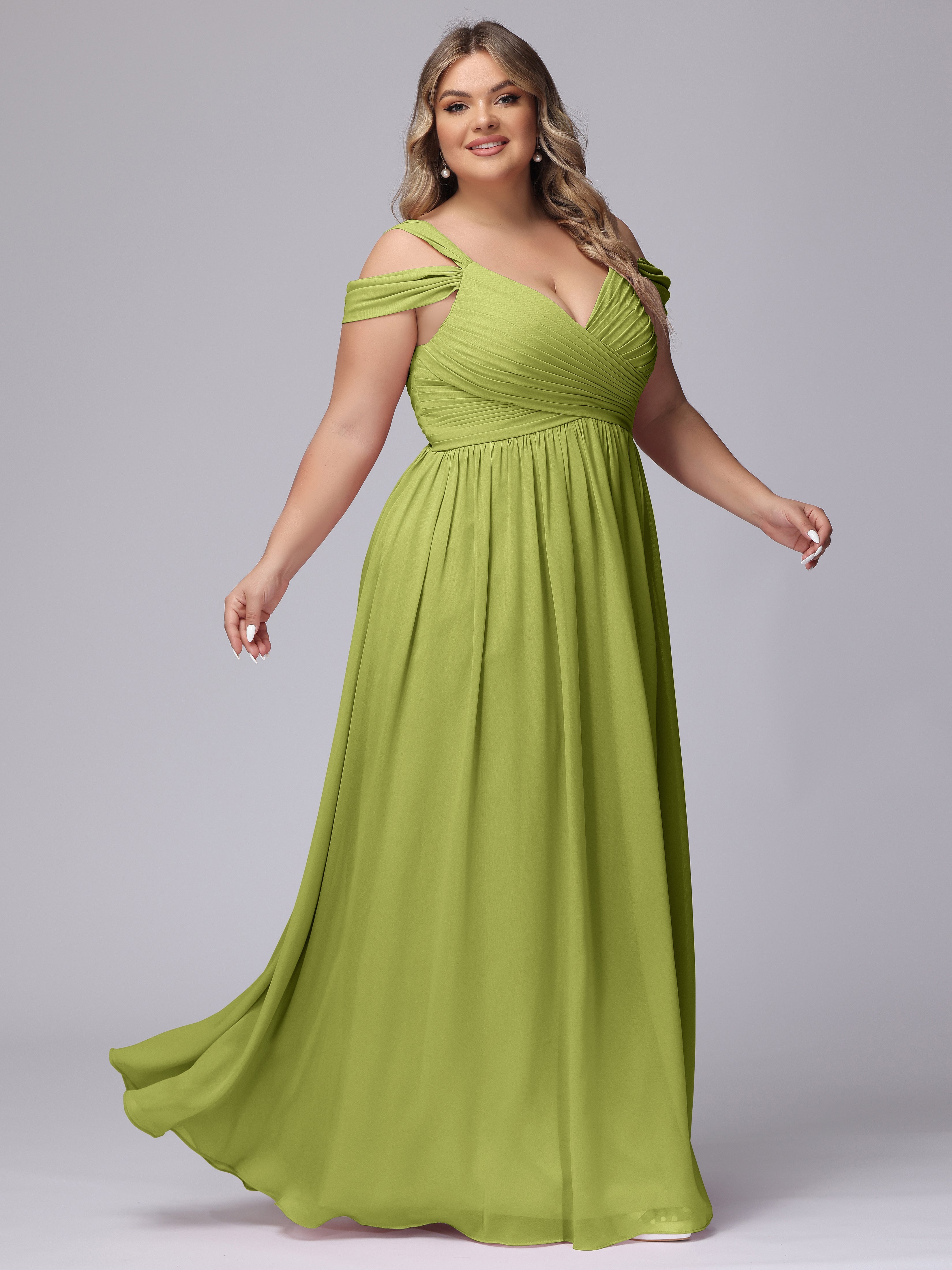 Robes De Demoiselle D'Honneur Trèfle Fendue Col V Dos En V Mousseline Robes Demoiselle D'Honneur Grande Taille