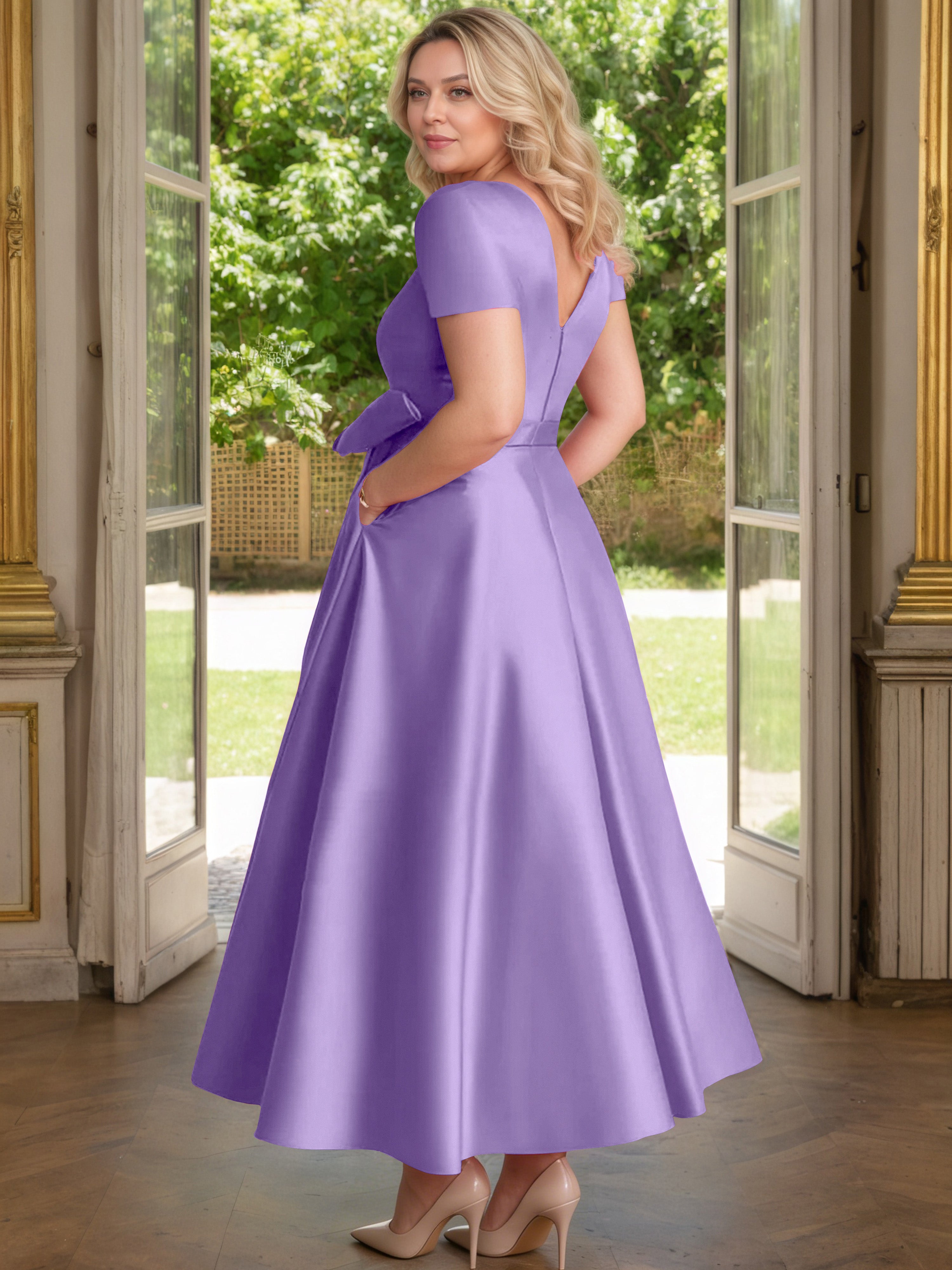 Cicinia Tahiti Cicinia Robe Grande Taille Mère De La Mariée Longue A-Line En Satin Perlé Décolleté En V Longueur Cheville