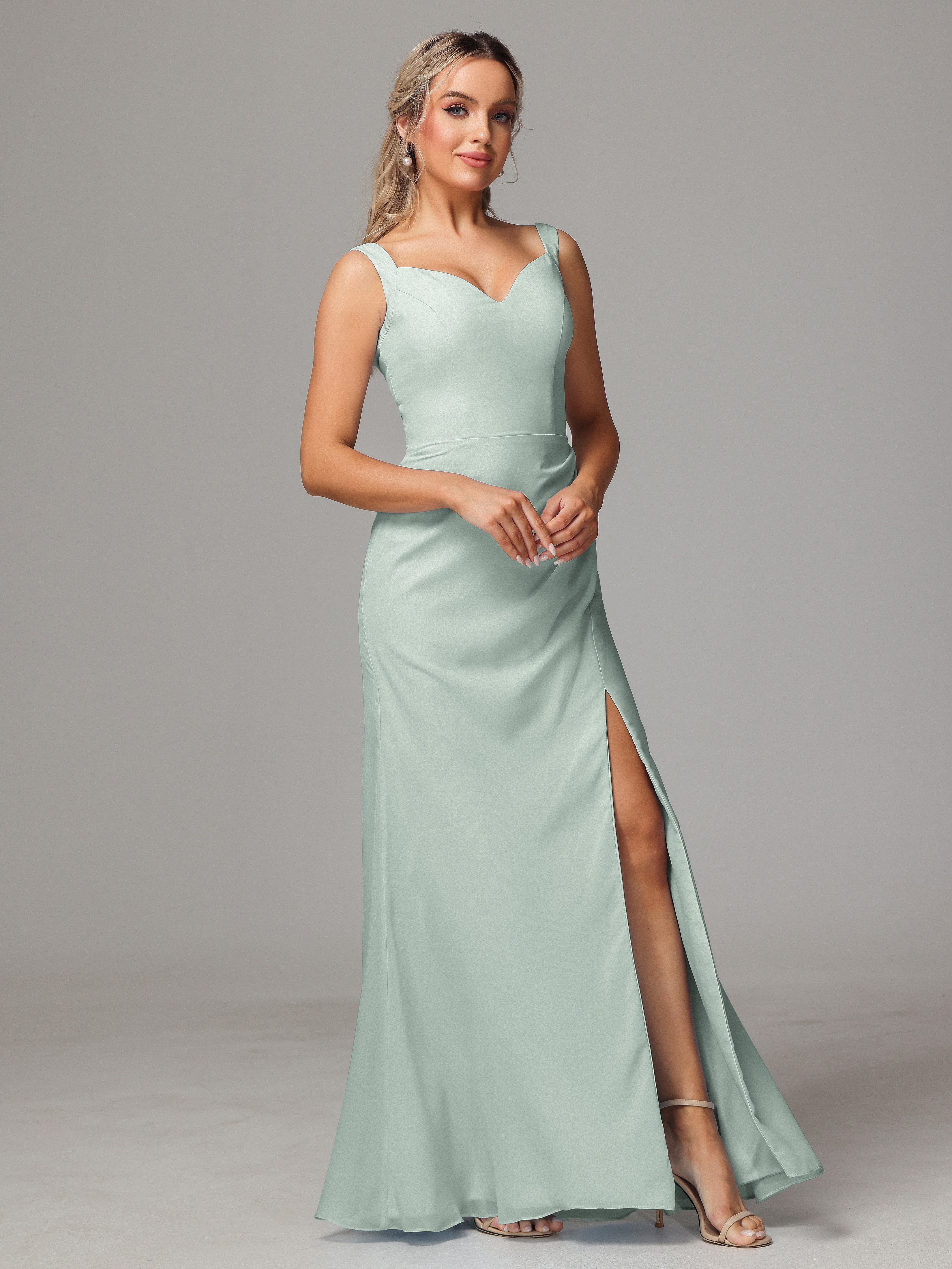 Robe Demoiselle D Honneur Vert Celadon Trapèze Courte Dentelle Mousseline Robe De Demoiselle D'Honneur