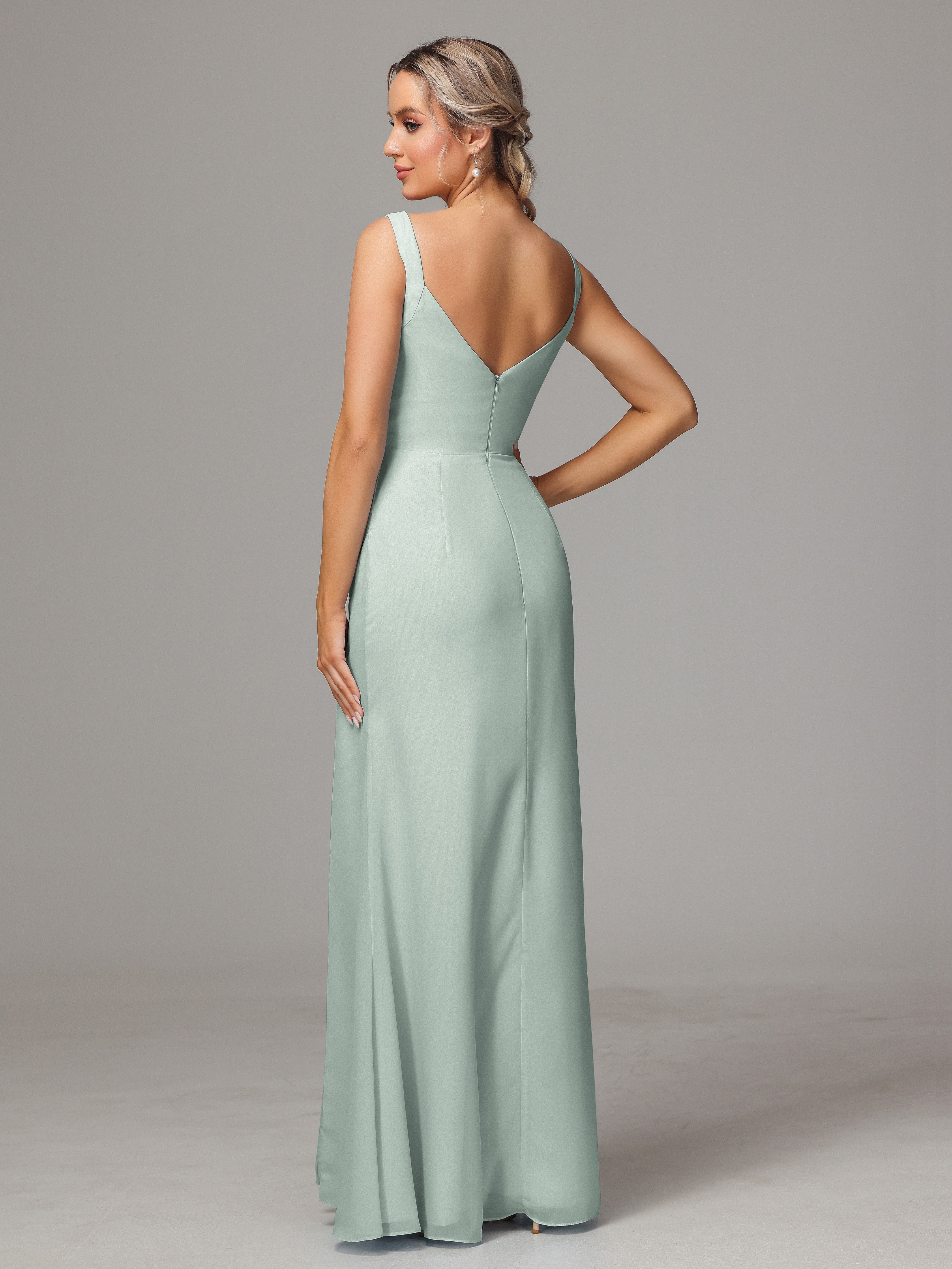 Robe Demoiselle D Honneur Vert Celadon Trapèze Courte Dentelle Mousseline Robe De Demoiselle D'Honneur