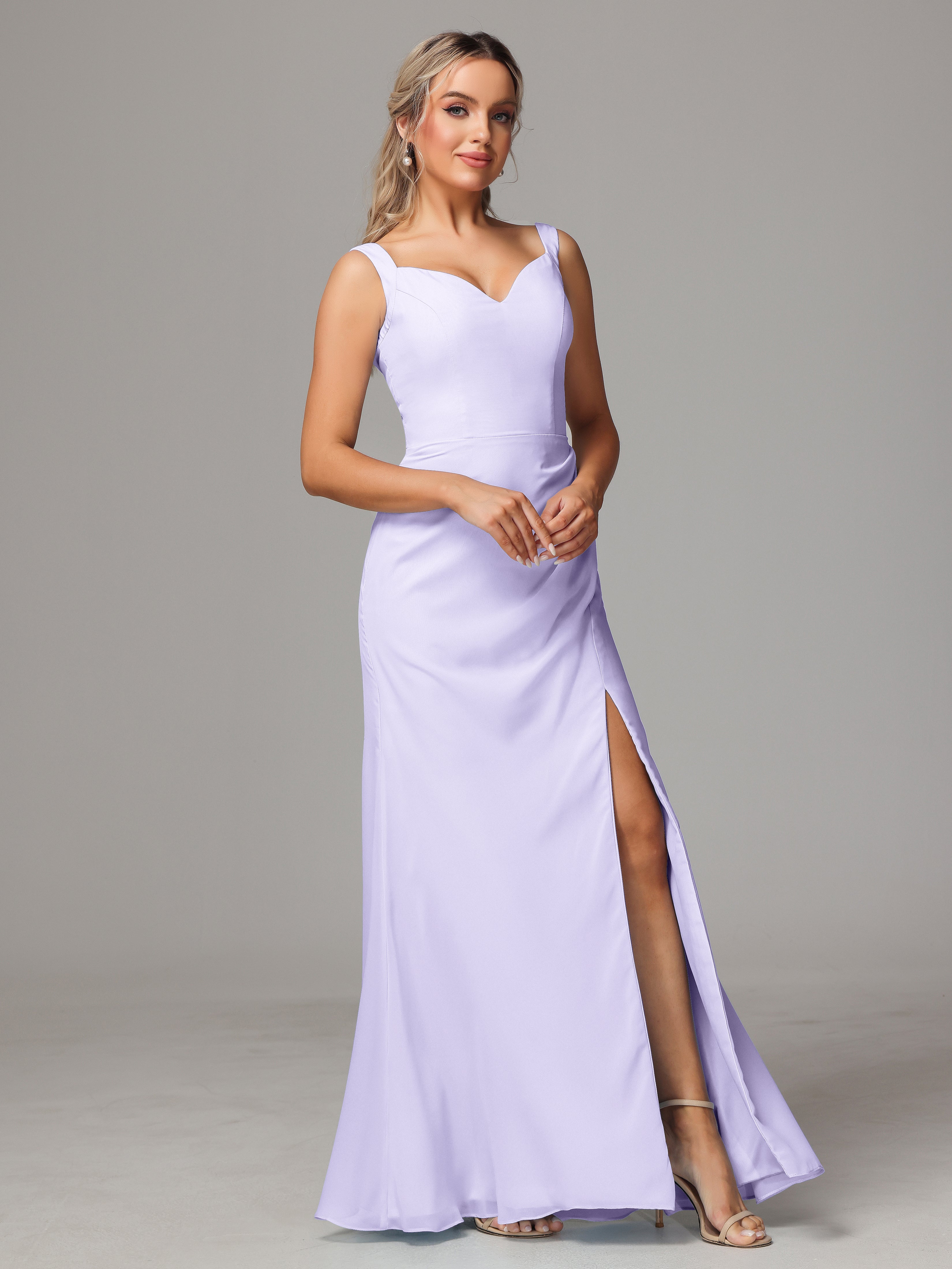 Robe Demoiselle Honneur Lilas Dos V Fendue Devant Mousseline Robe Demoiselle D'Honneur