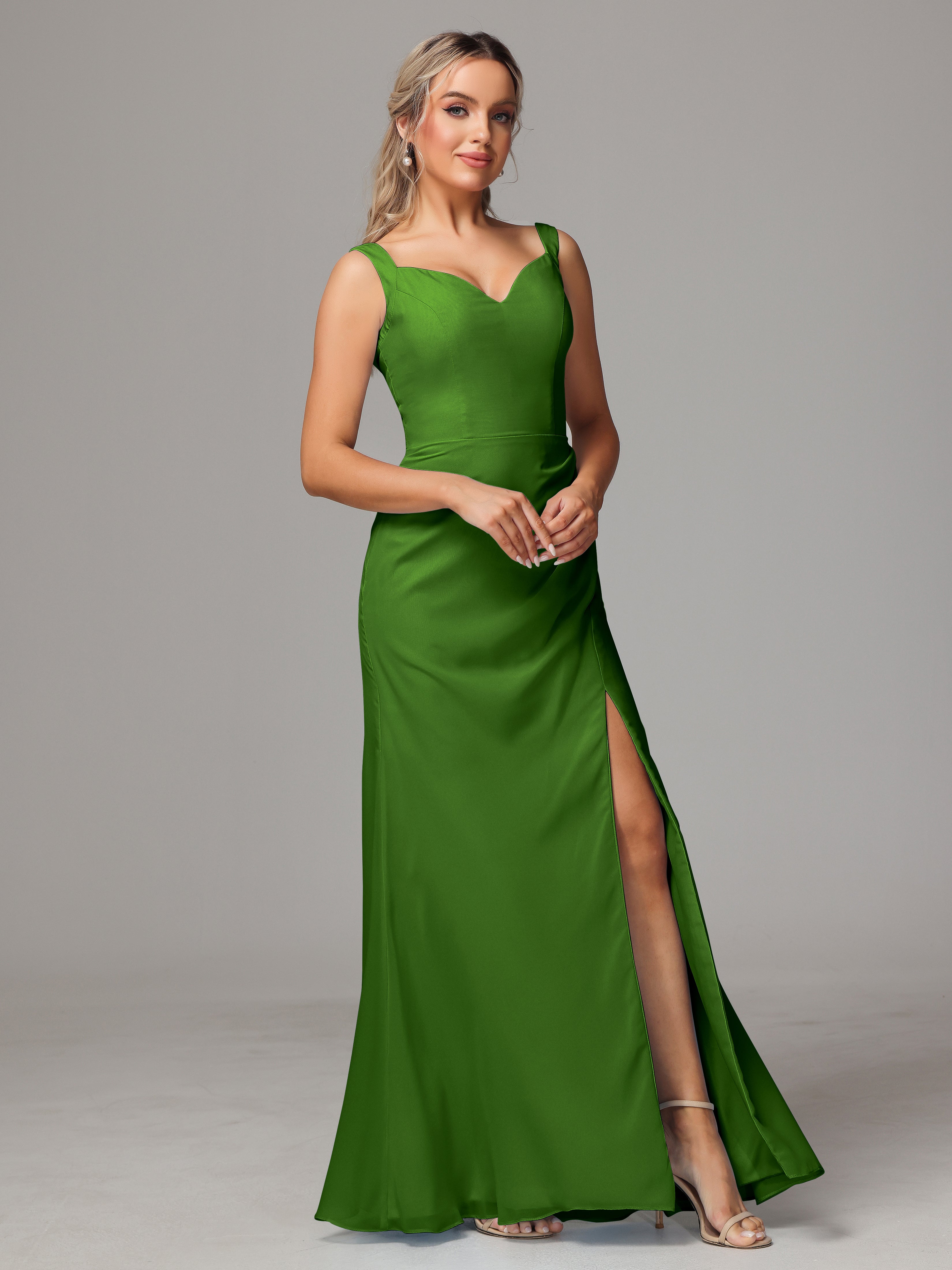 Robes De Demoiselle D'Honneur Mousse Dos V Fendue Devant Mousseline Robe Demoiselle D'Honneur