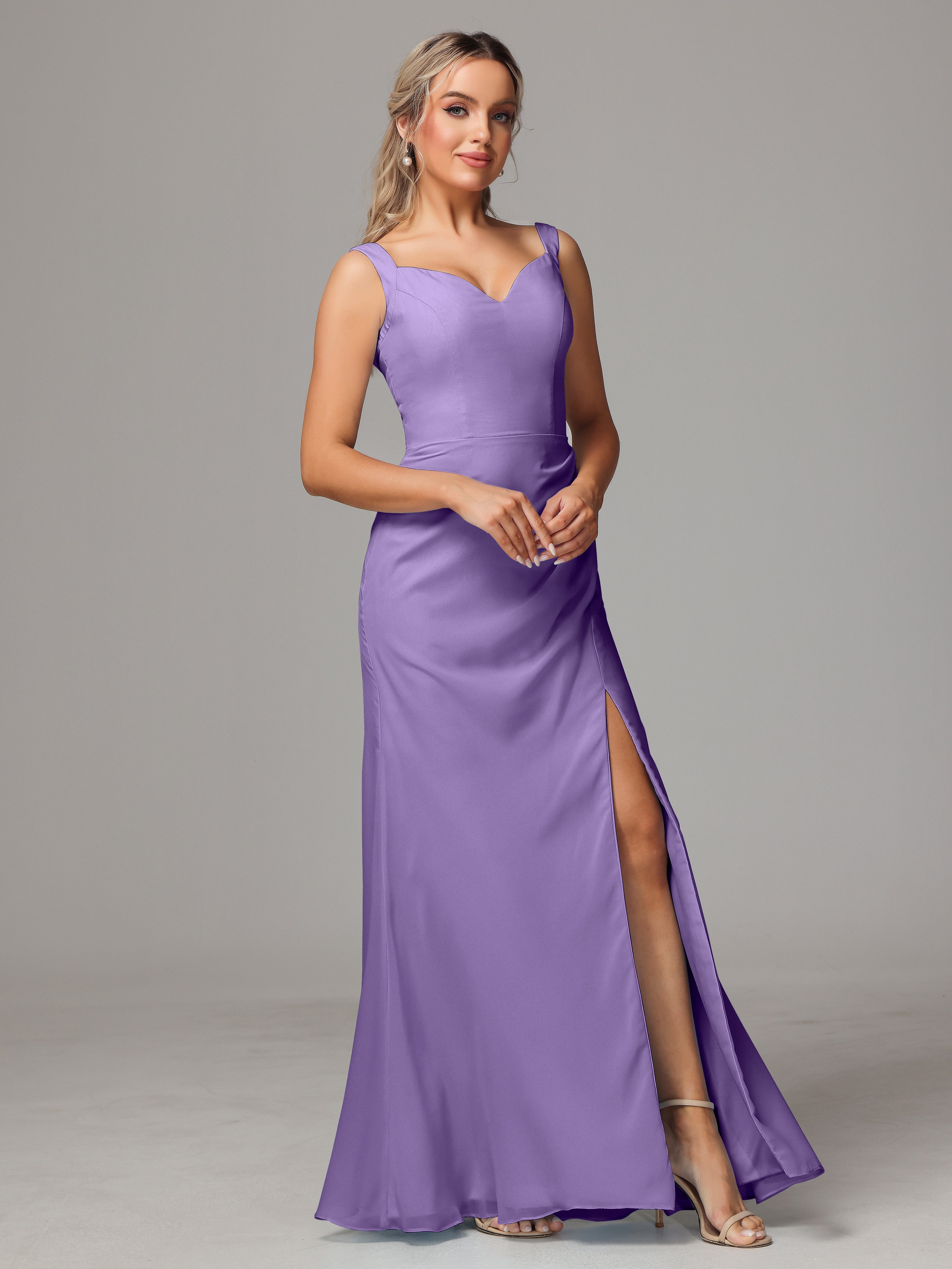 Robes De Demoiselle D'Honneur Tahiti Dos V Fendue Devant Mousseline Robe Demoiselle D'Honneur