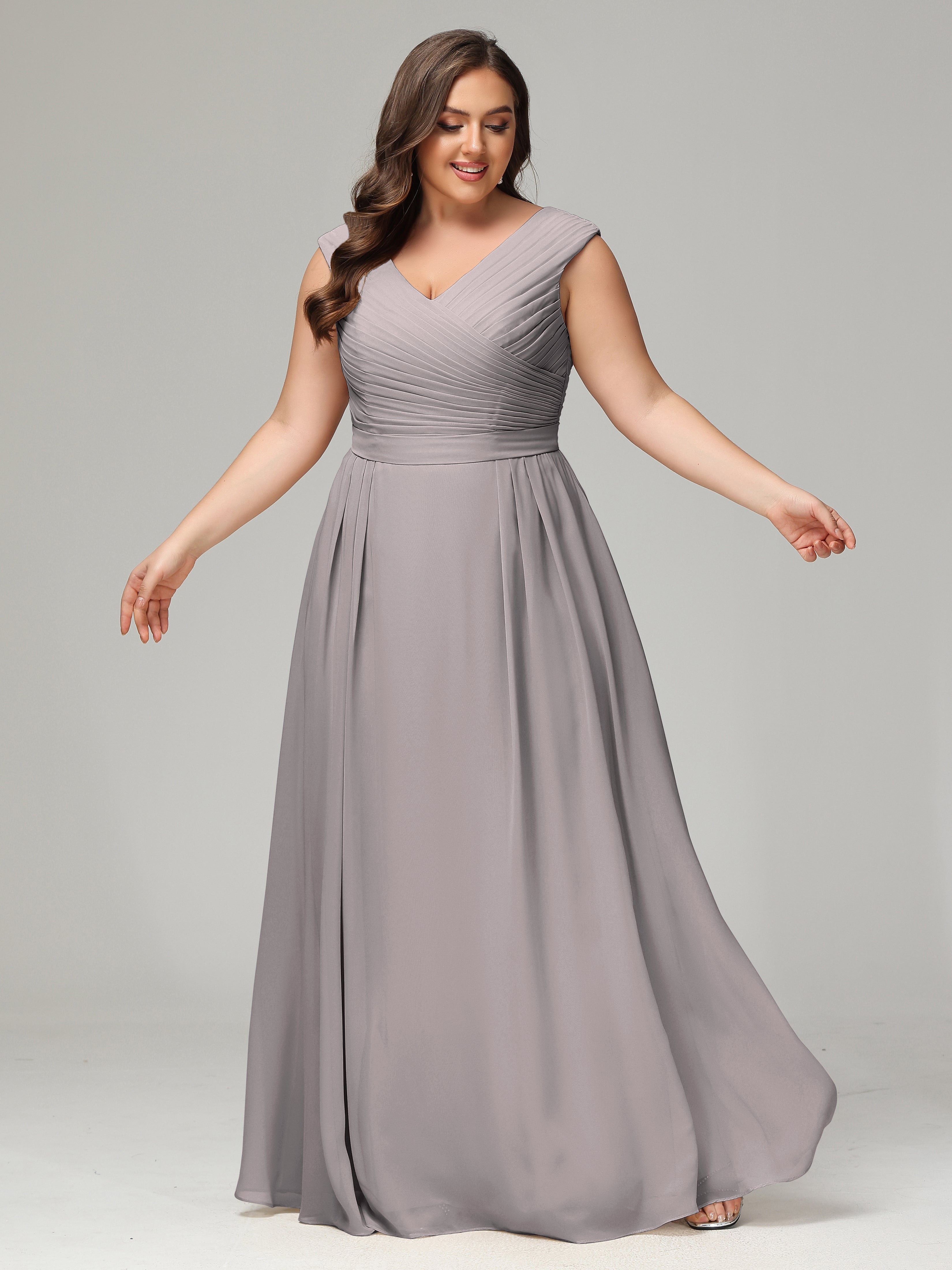 Robe Demoiselle D Honneur Argent Dos En V Mousseline Robe De Demoiselle D'Honneur Grande Taille