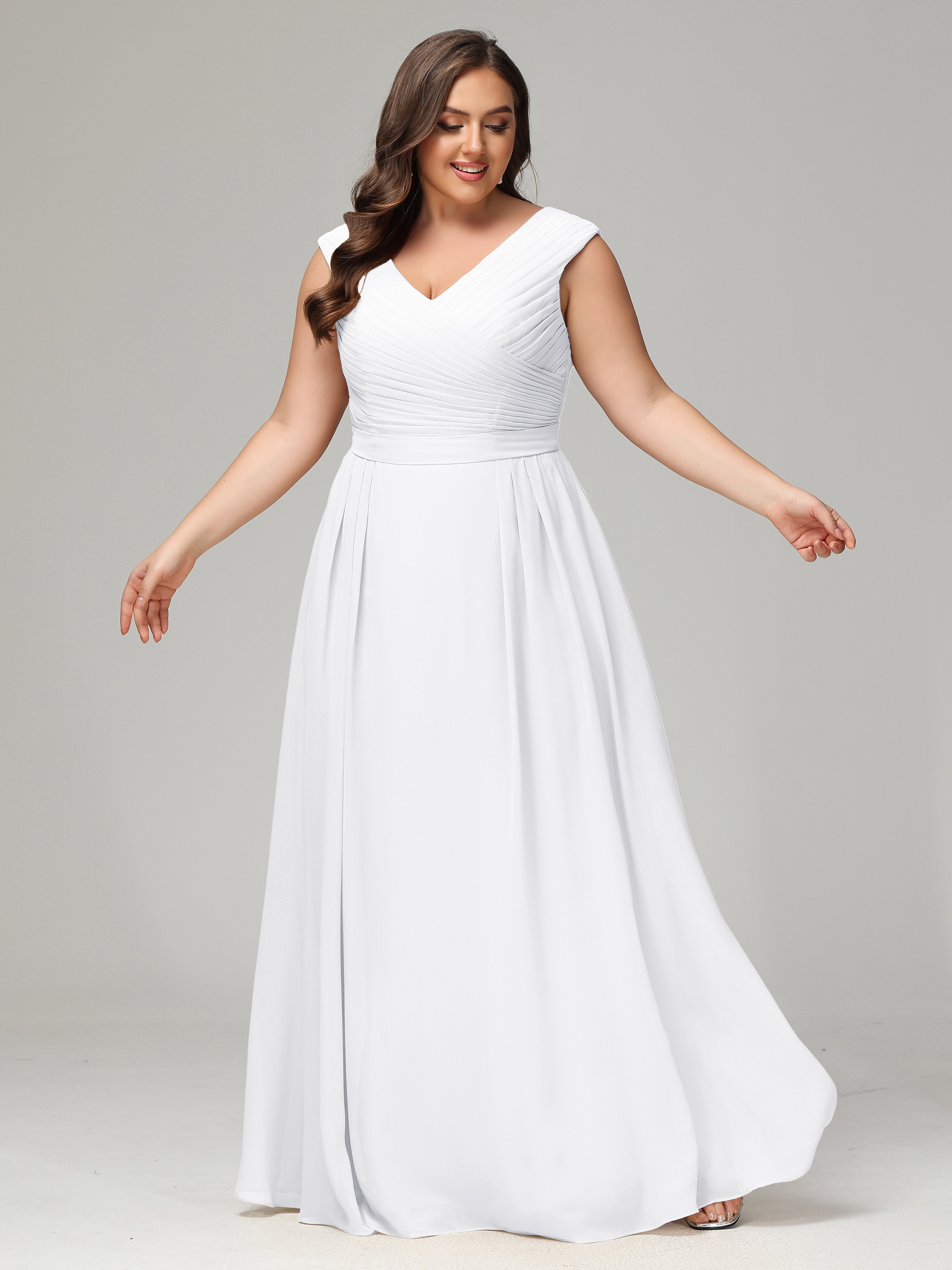 Toutes Les Robes De Demoiselle D'Honneur Blanches Dos En V Mousseline Robe De Demoiselle D'Honneur Grande Taille