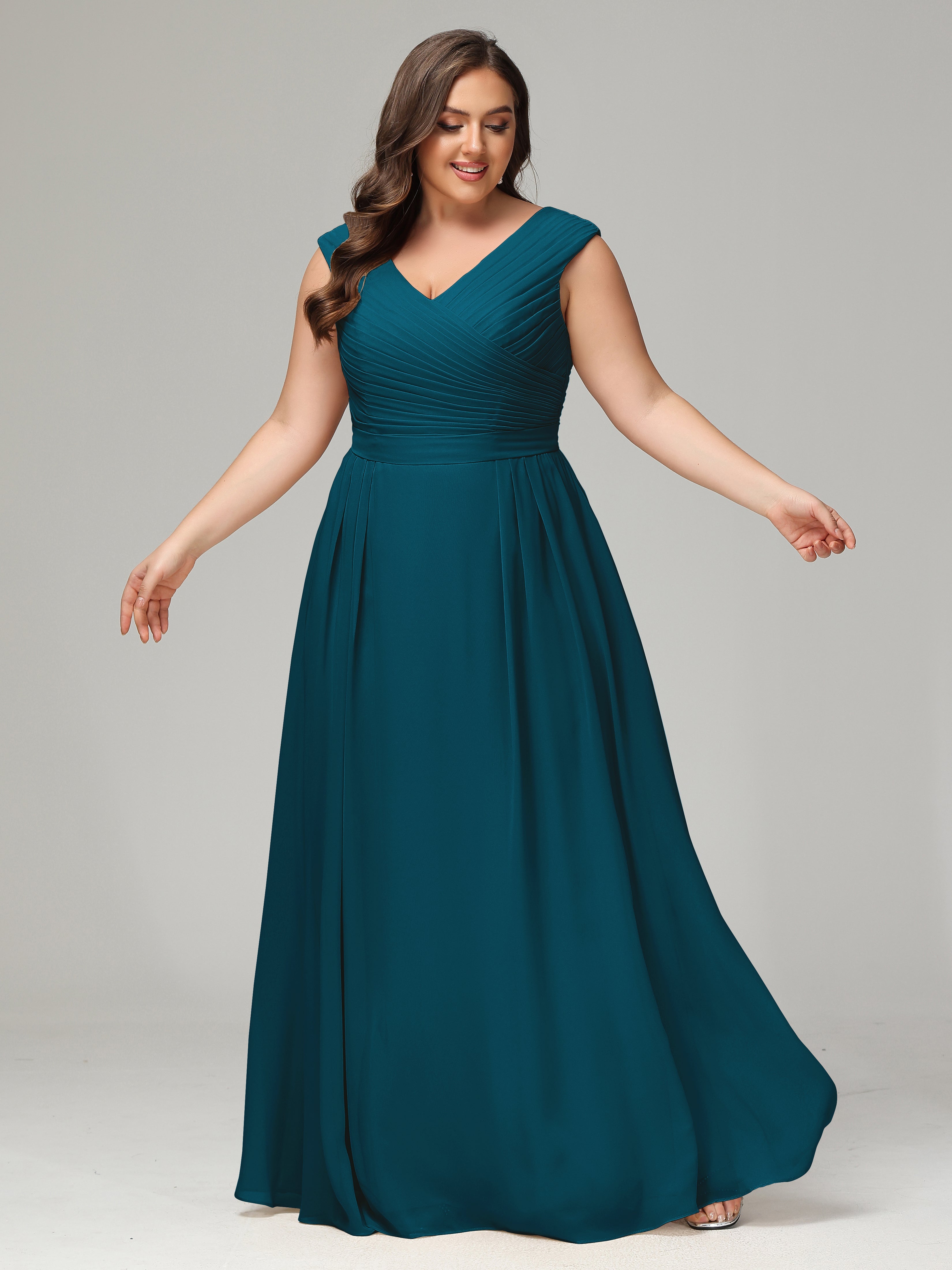 Robe De Demoiselle D'Honneur Bleu Encre Dos En V Mousseline Robe De Demoiselle D'Honneur Grande Taille