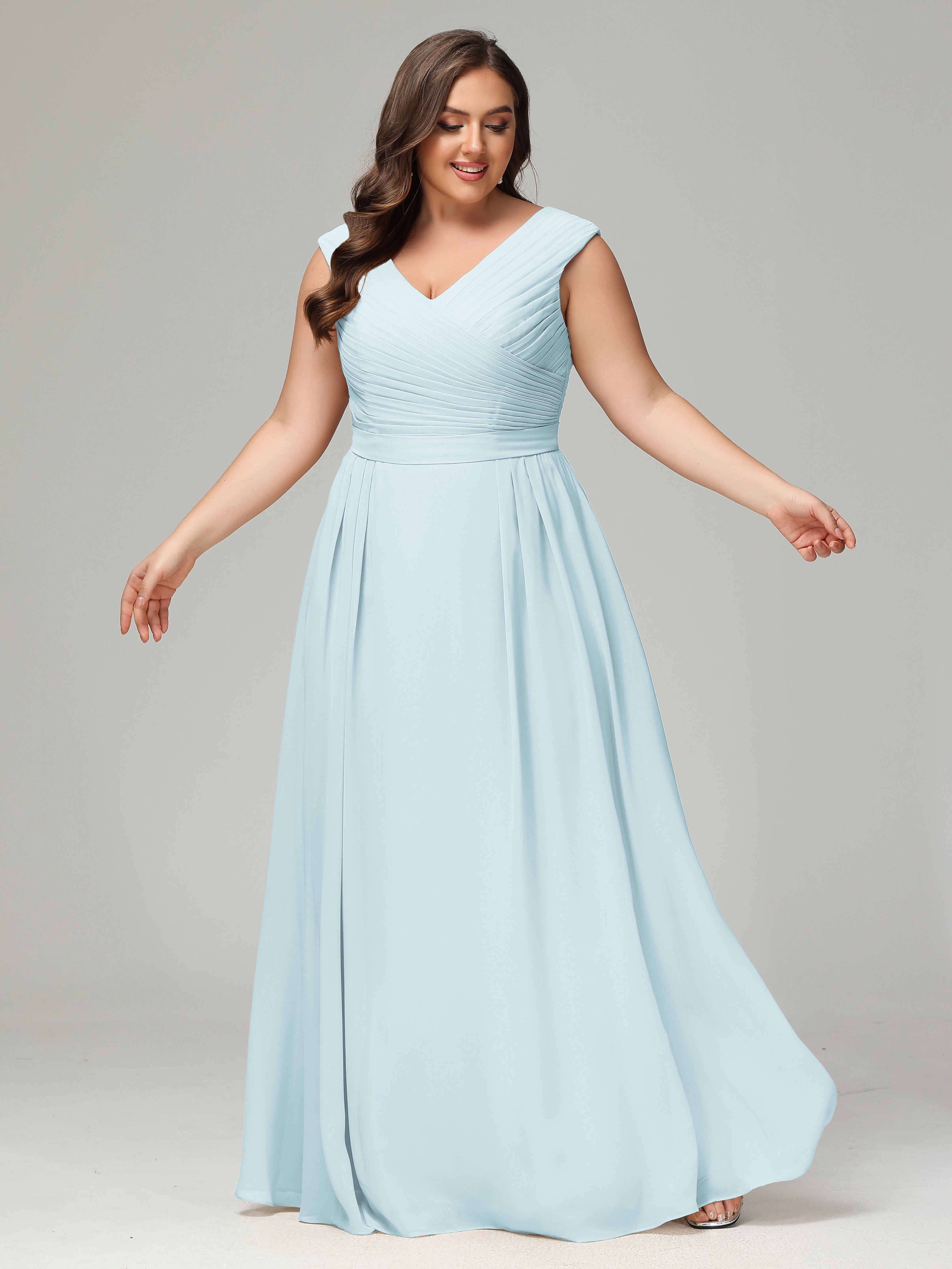 Robe De Demoiselle D'Honneur Brume Dos En V Mousseline Robe De Demoiselle D'Honneur Grande Taille