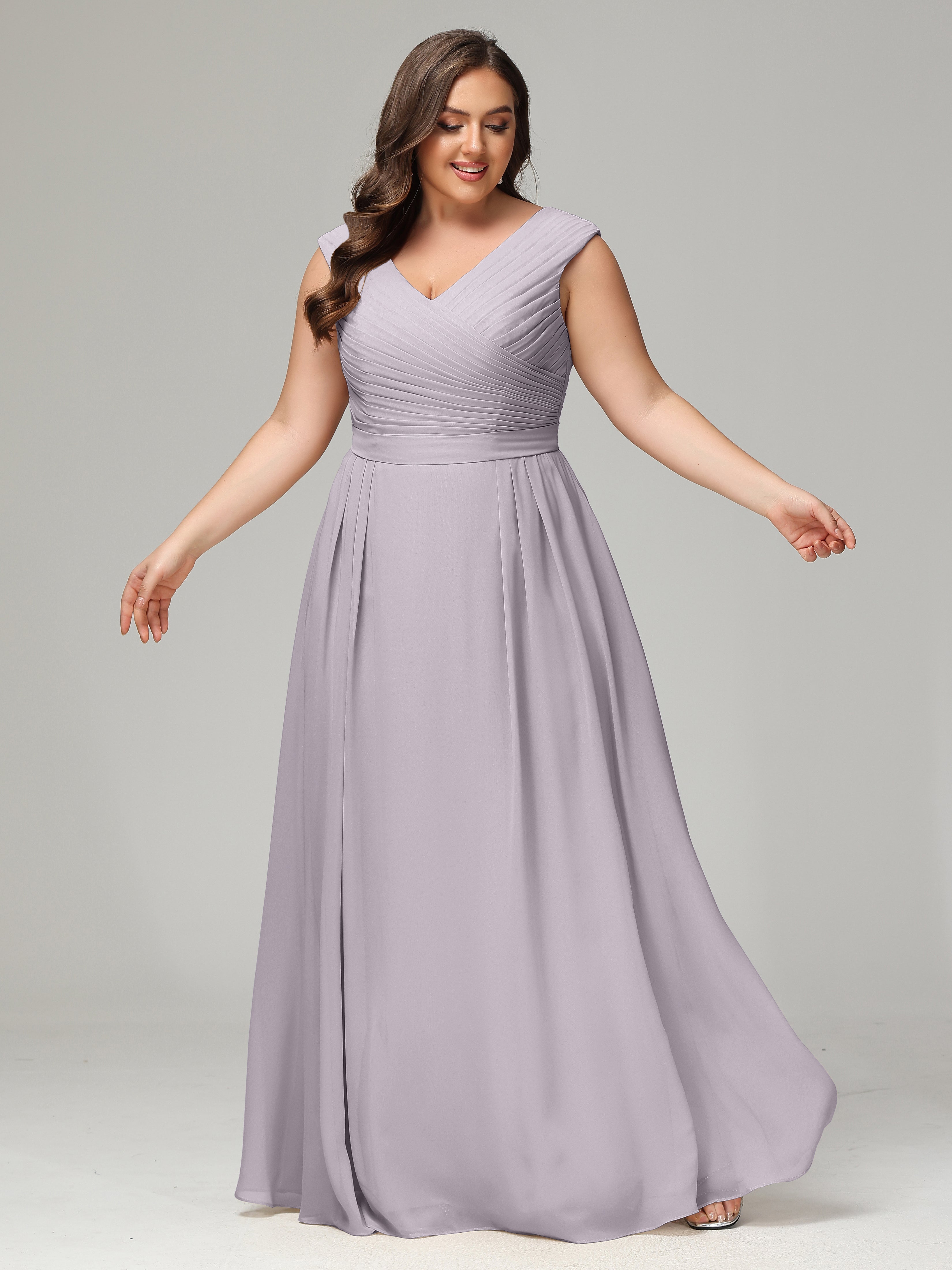 Robes De Demoiselle D'Honneur Crépuscule Dos En V Mousseline Robe De Demoiselle D'Honneur Grande Taille