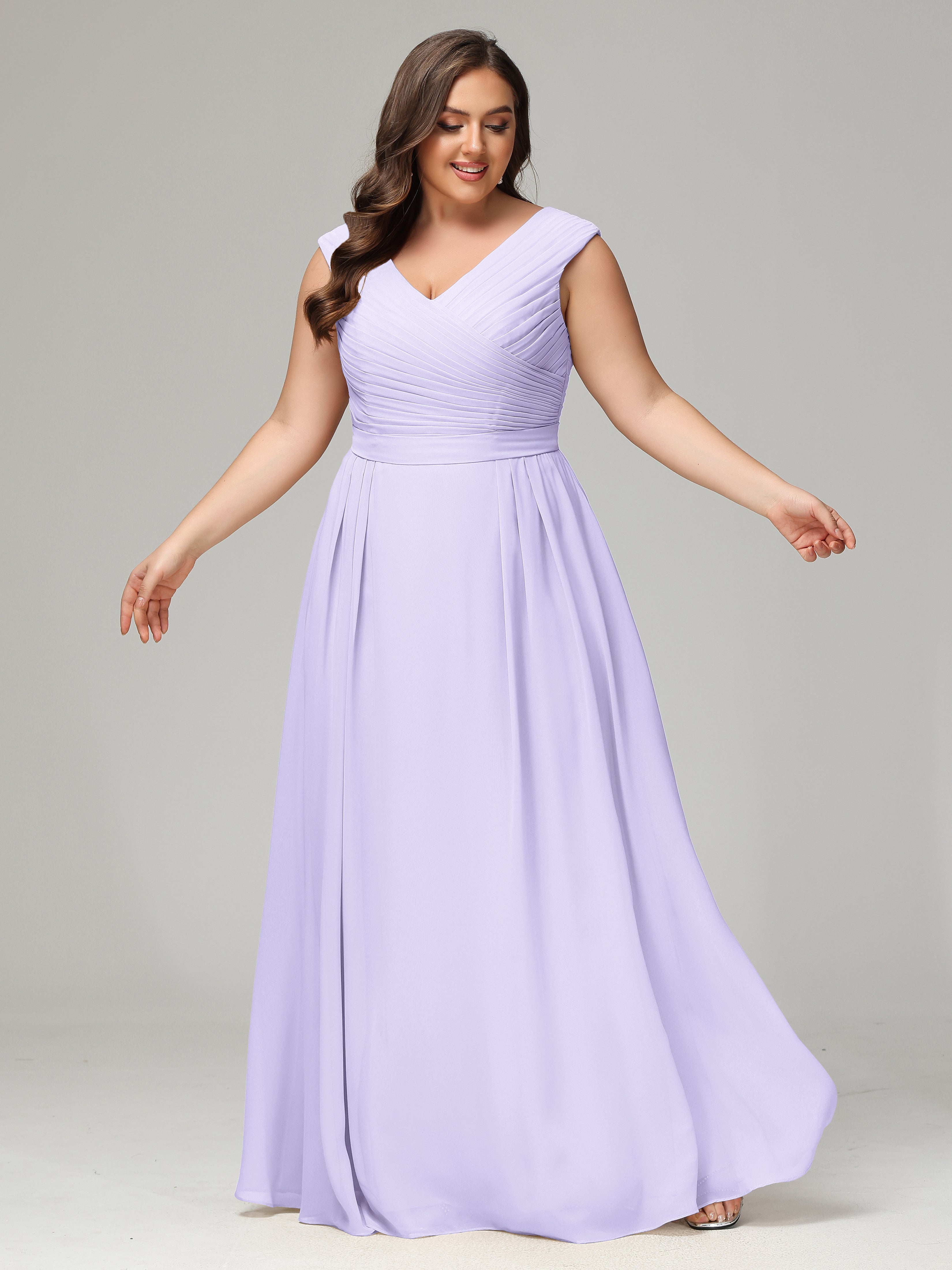 Robes De Demoiselle D'Honneur Lilas Dos En V Mousseline Robe De Demoiselle D'Honneur Grande Taille