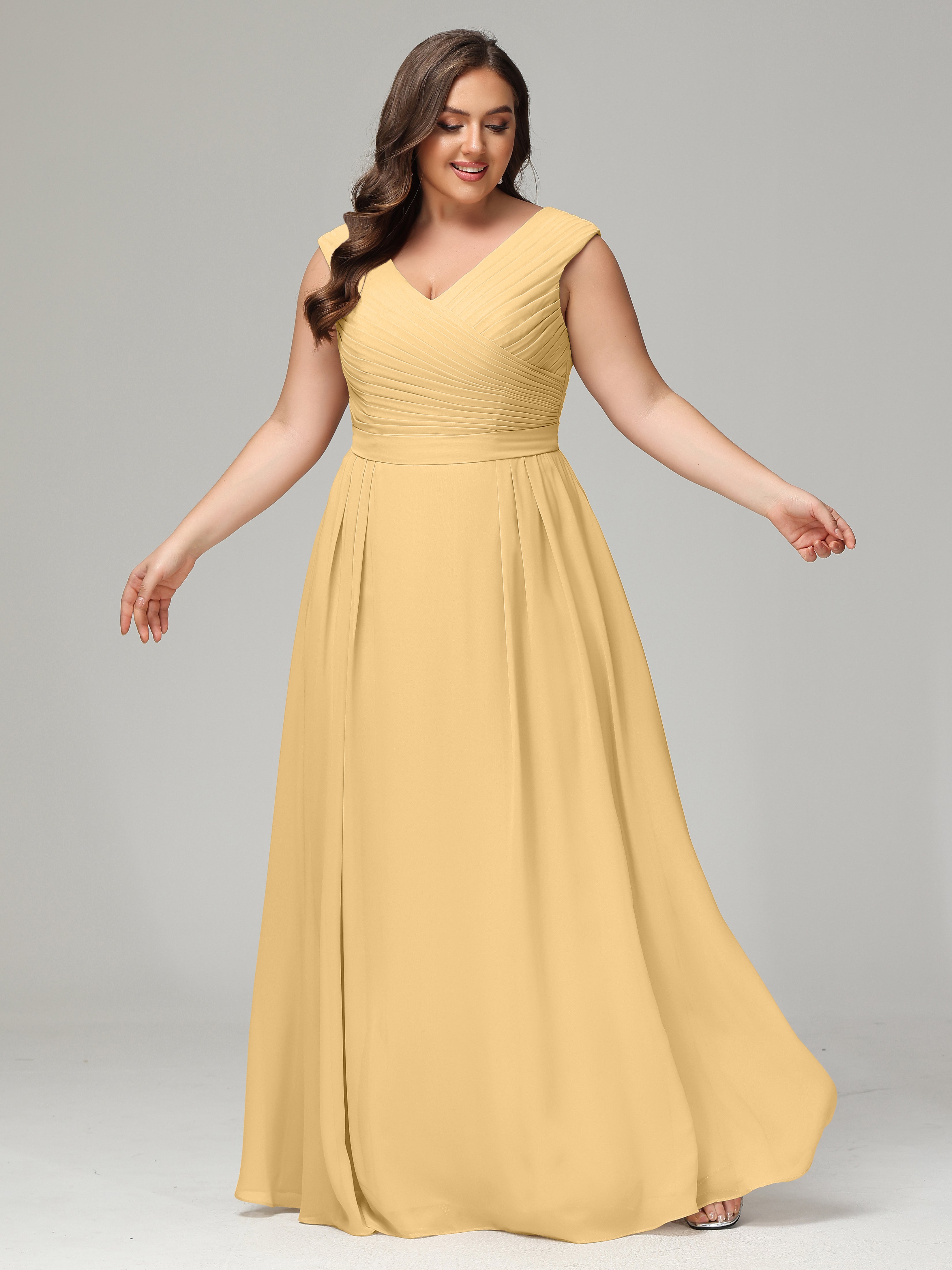 Demoiselle D Honneur Or Dos En V Mousseline Robe De Demoiselle D'Honneur Grande Taille