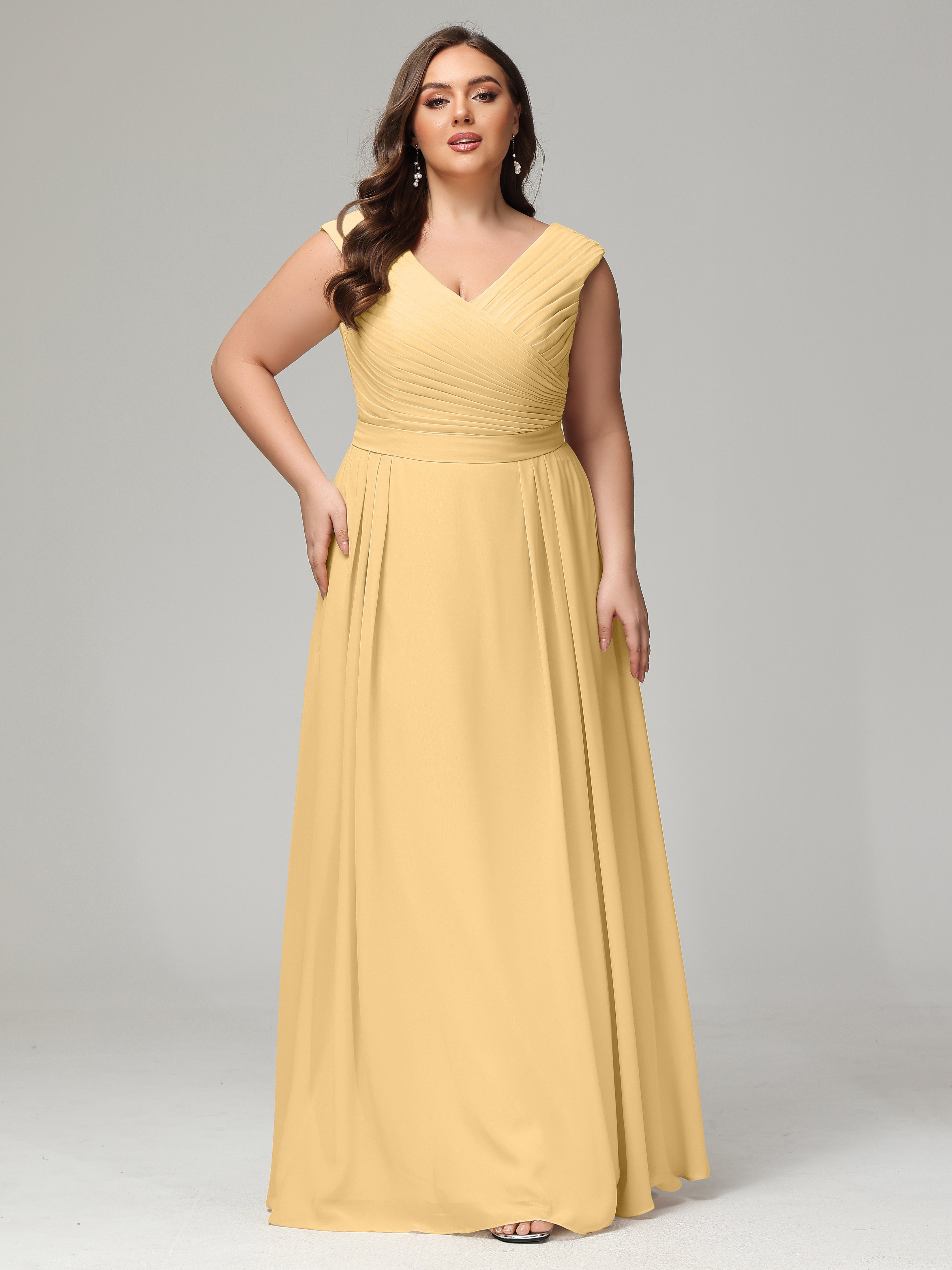 Demoiselle D Honneur Or Dos En V Mousseline Robe De Demoiselle D'Honneur Grande Taille