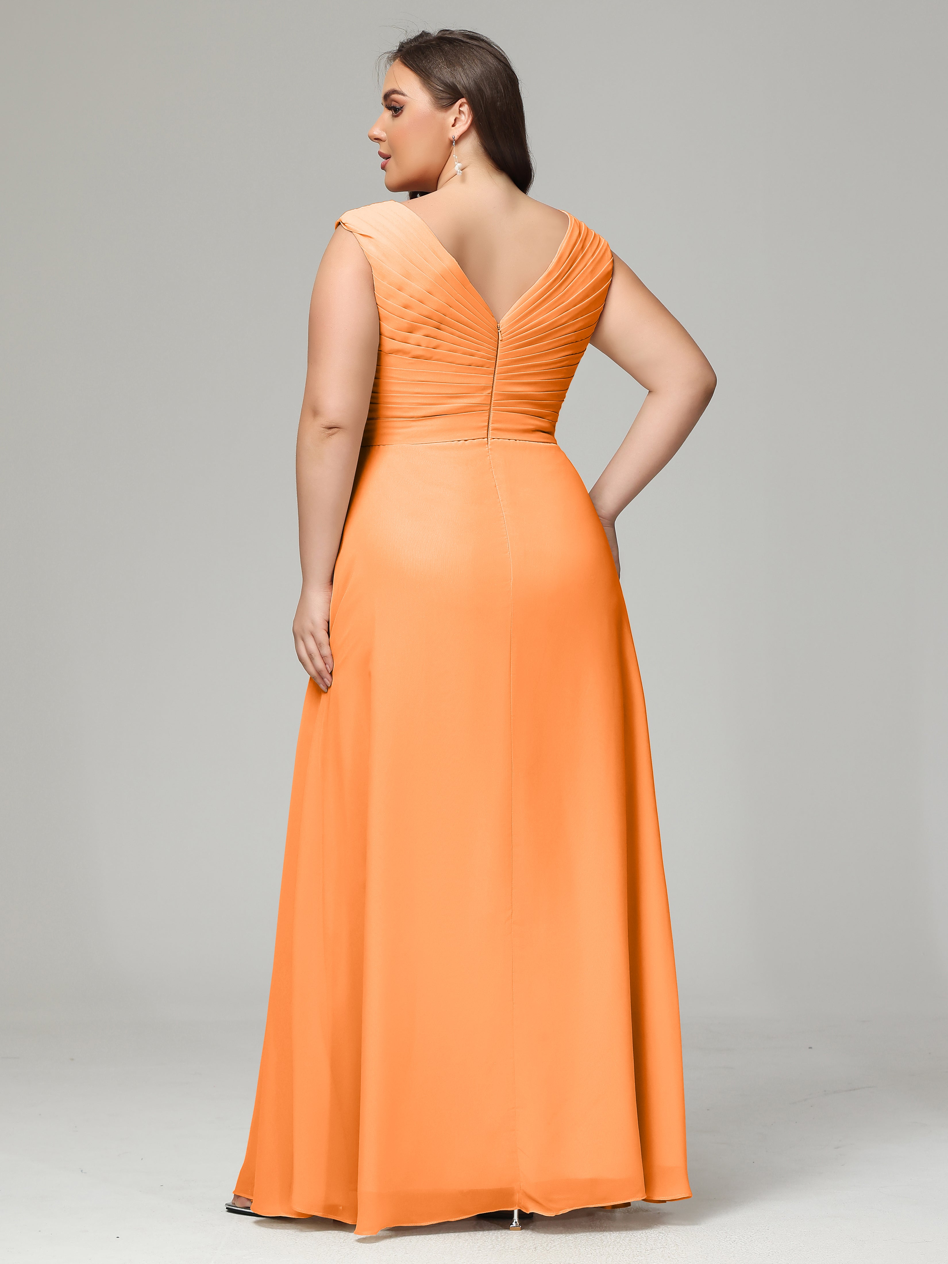 Robe De Demoiselle D Honneur Orange Dos En V Mousseline Robe De Demoiselle D'Honneur Grande Taille