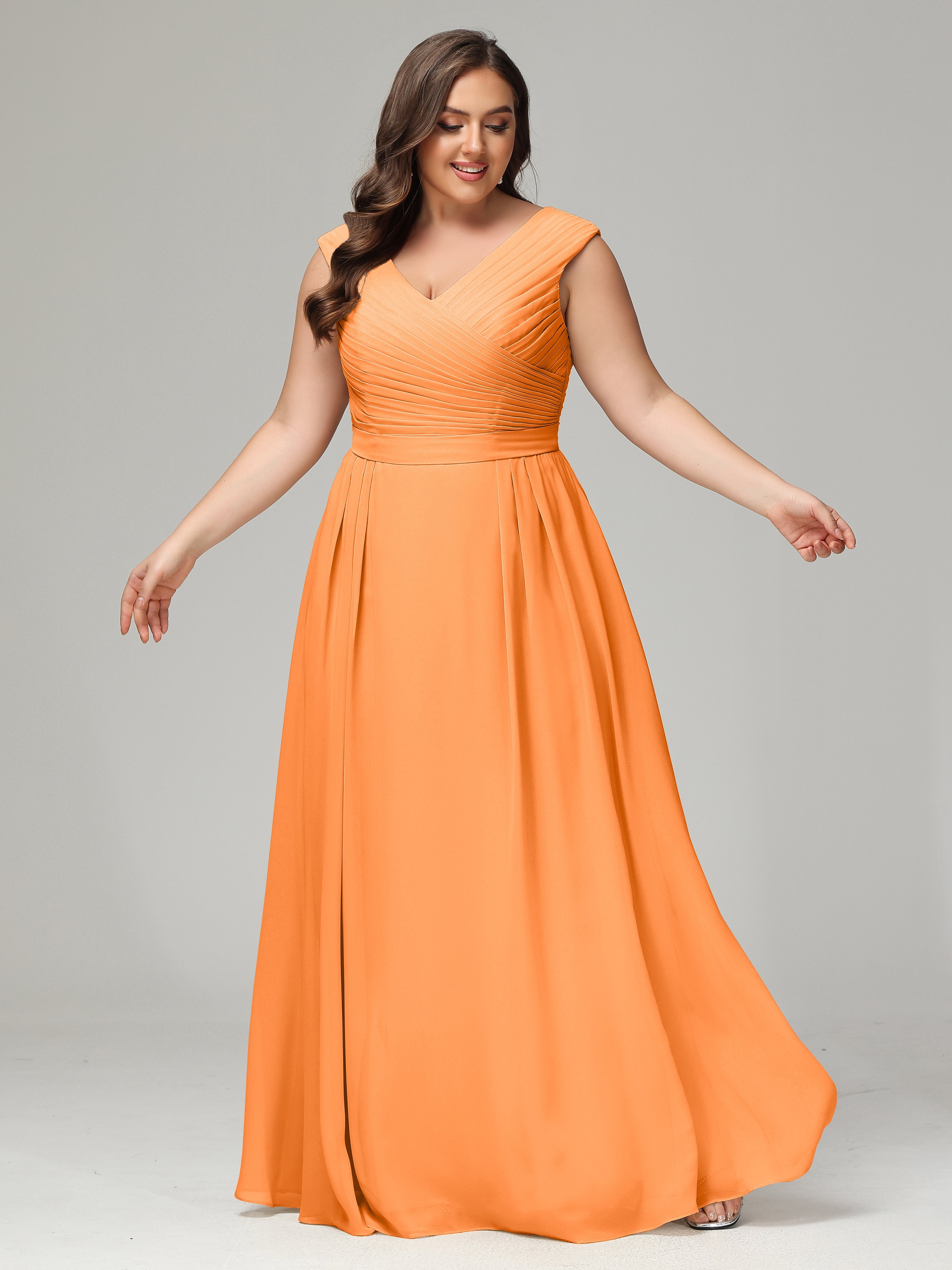 Robe De Demoiselle D Honneur Orange Dos En V Mousseline Robe De Demoiselle D'Honneur Grande Taille