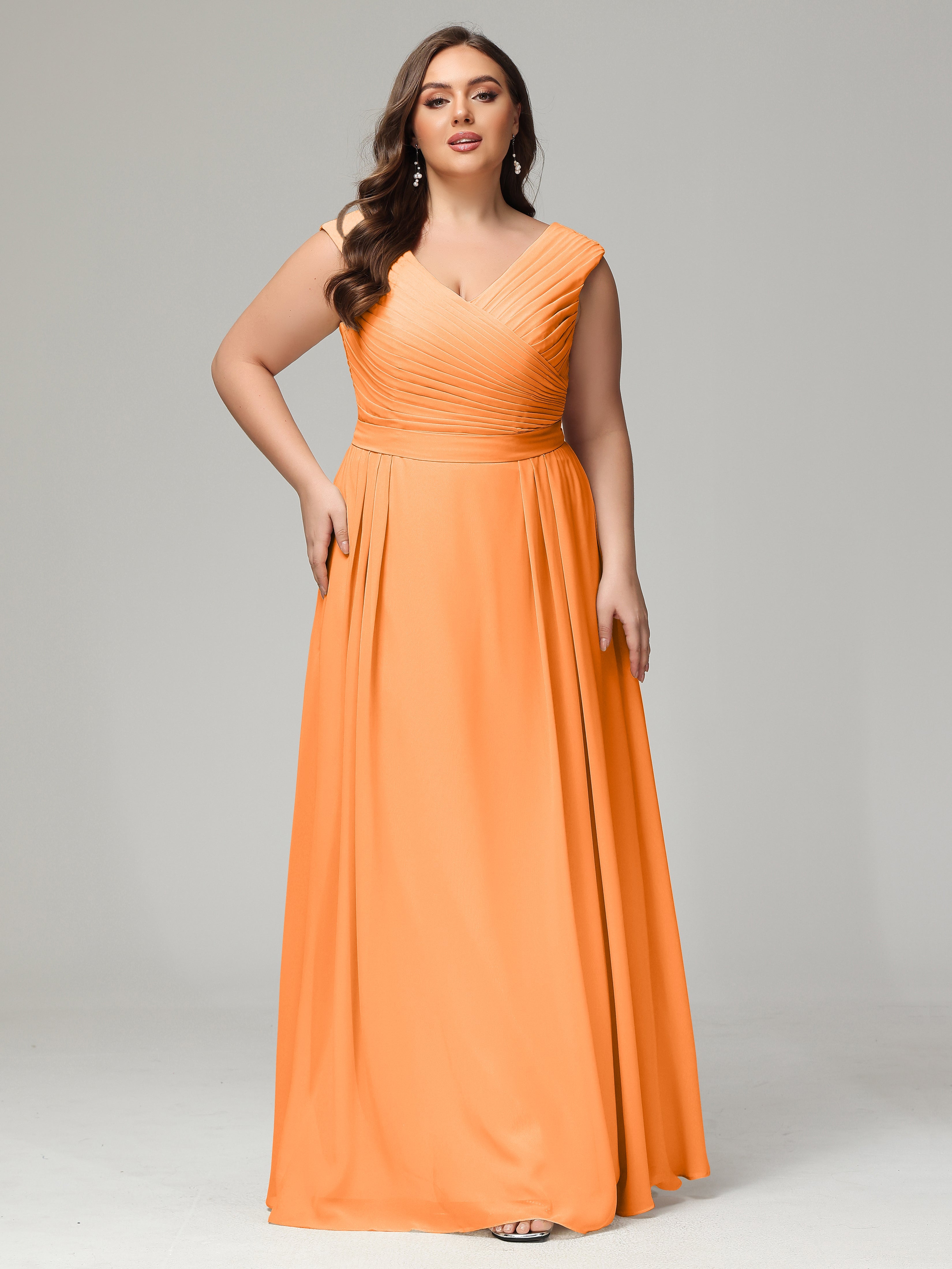 Robe De Demoiselle D Honneur Orange Dos En V Mousseline Robe De Demoiselle D'Honneur Grande Taille