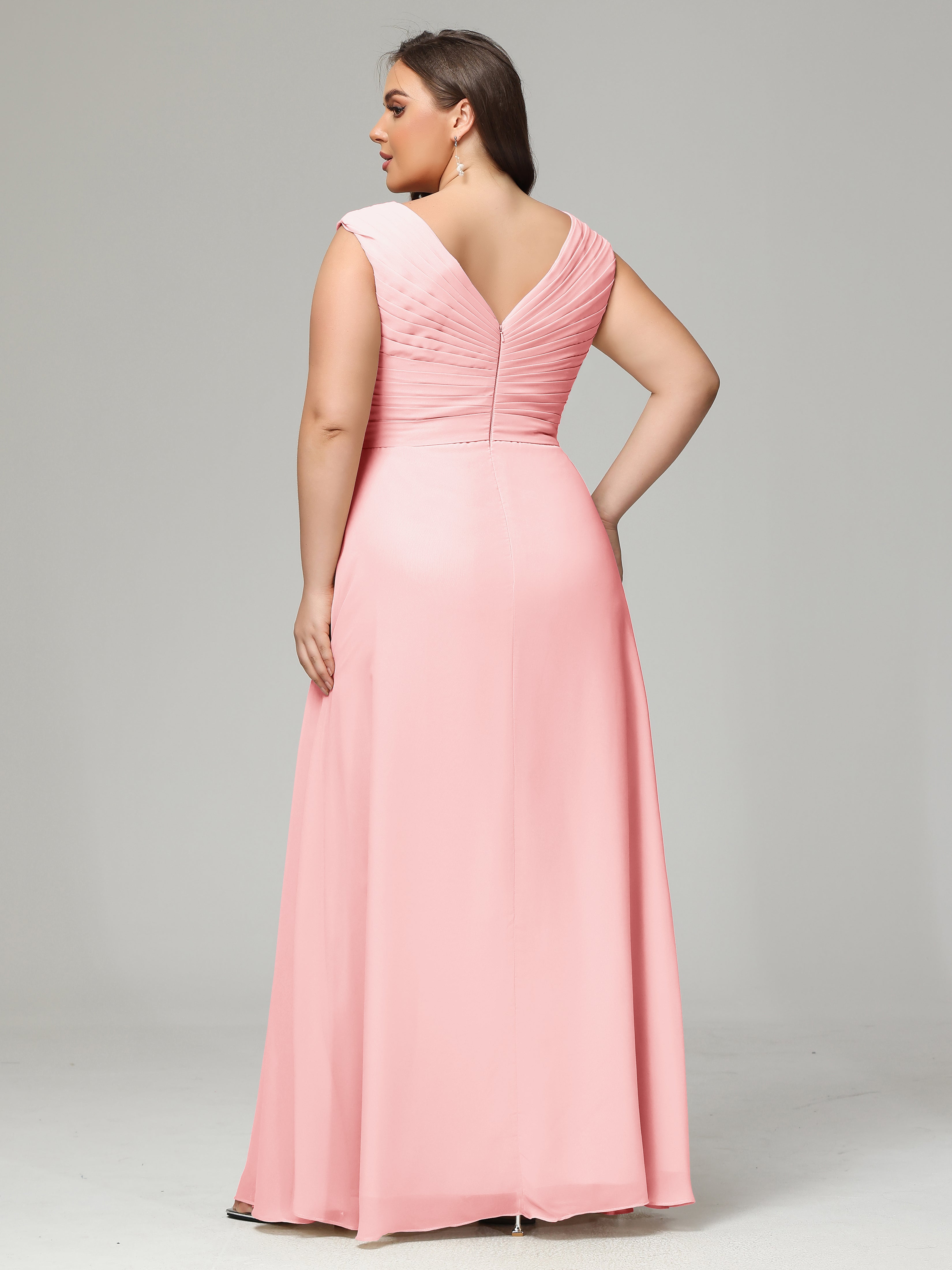Robe Demoiselle D Honneur Rose Dos En V Mousseline Robe De Demoiselle D'Honneur Grande Taille