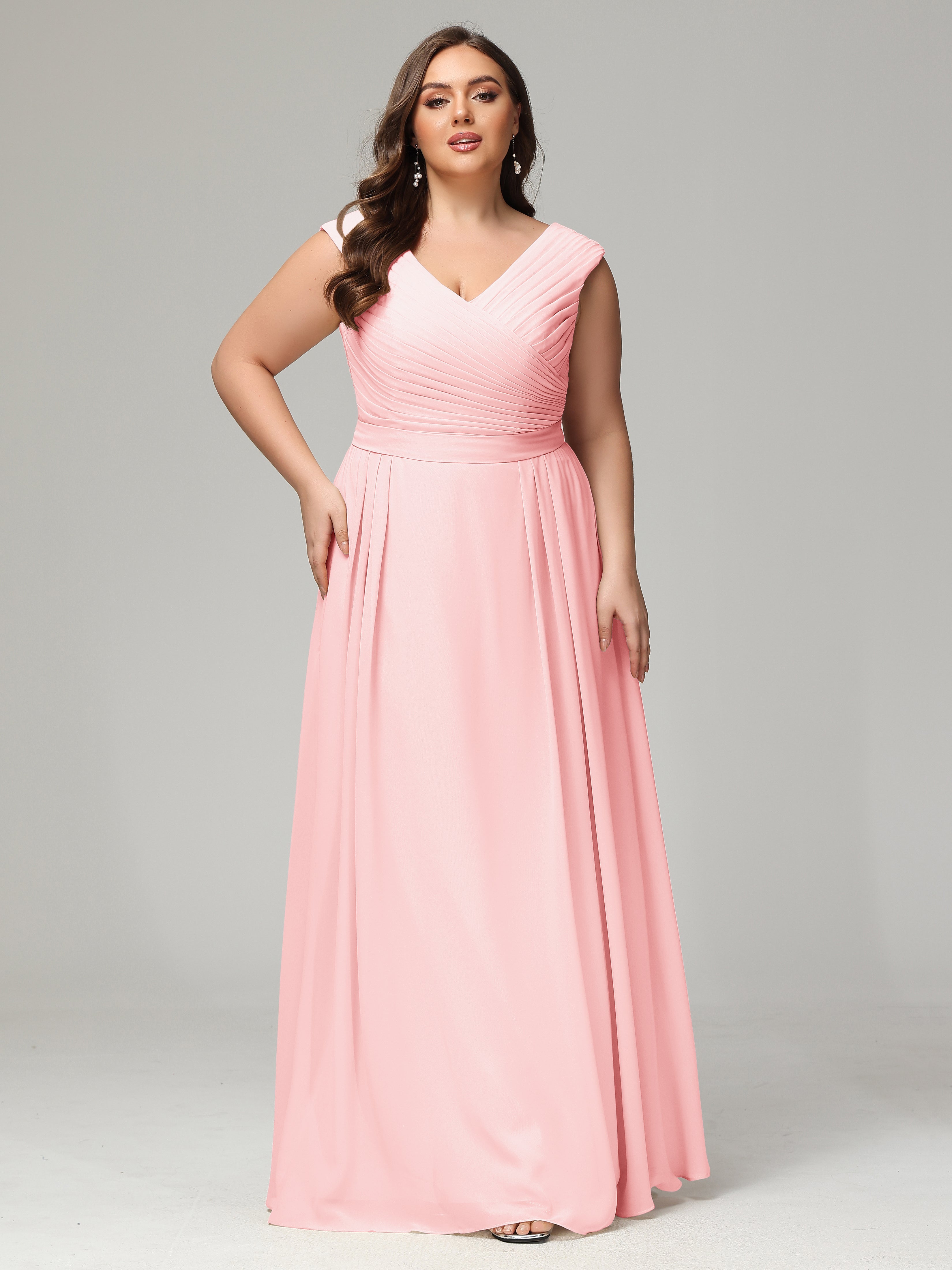 Robe Demoiselle D Honneur Rose Dos En V Mousseline Robe De Demoiselle D'Honneur Grande Taille