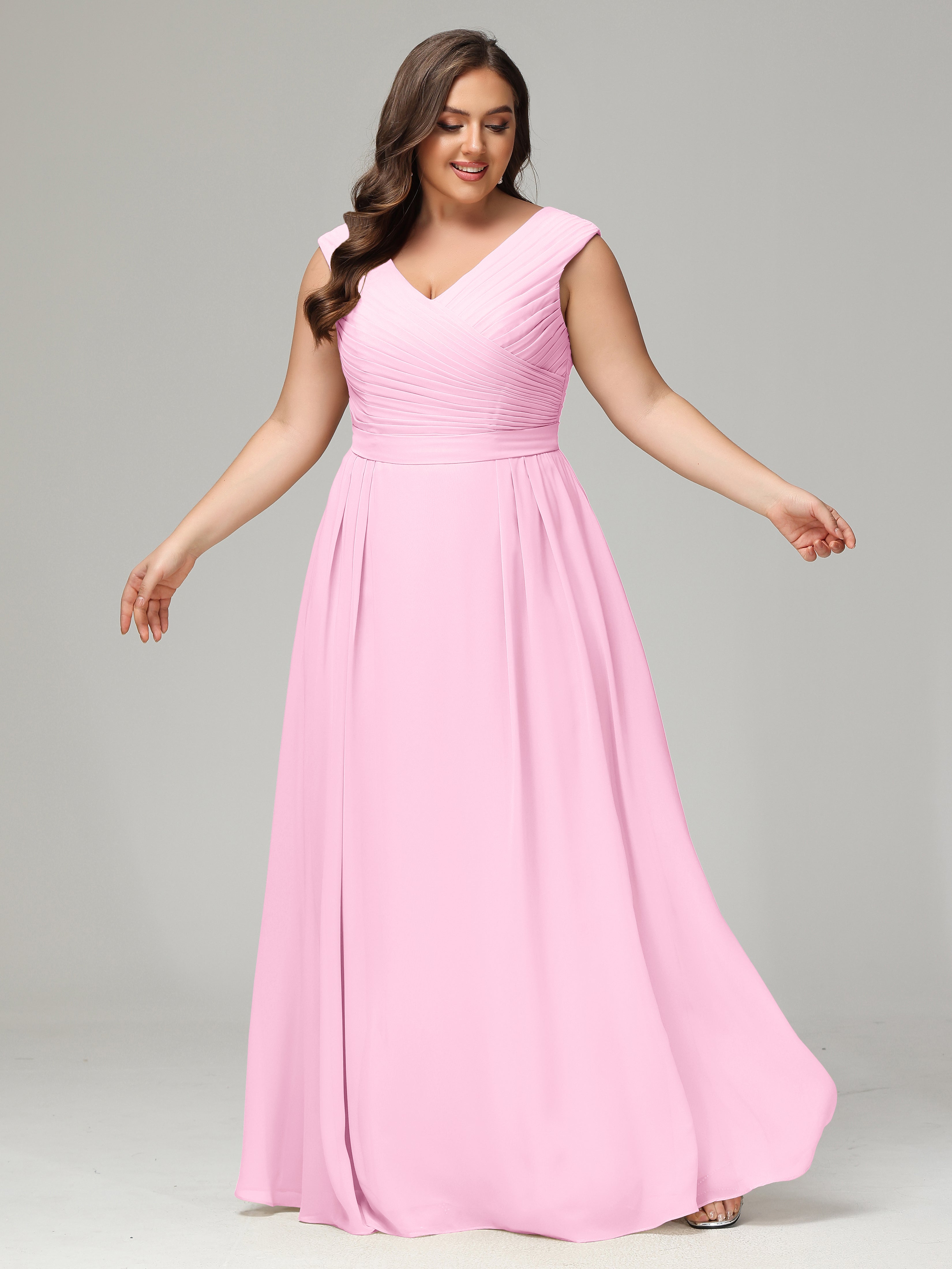 Robes De Demoiselle D'Honneur Rose Bonbon Dos En V Mousseline Robe De Demoiselle D'Honneur Grande Taille