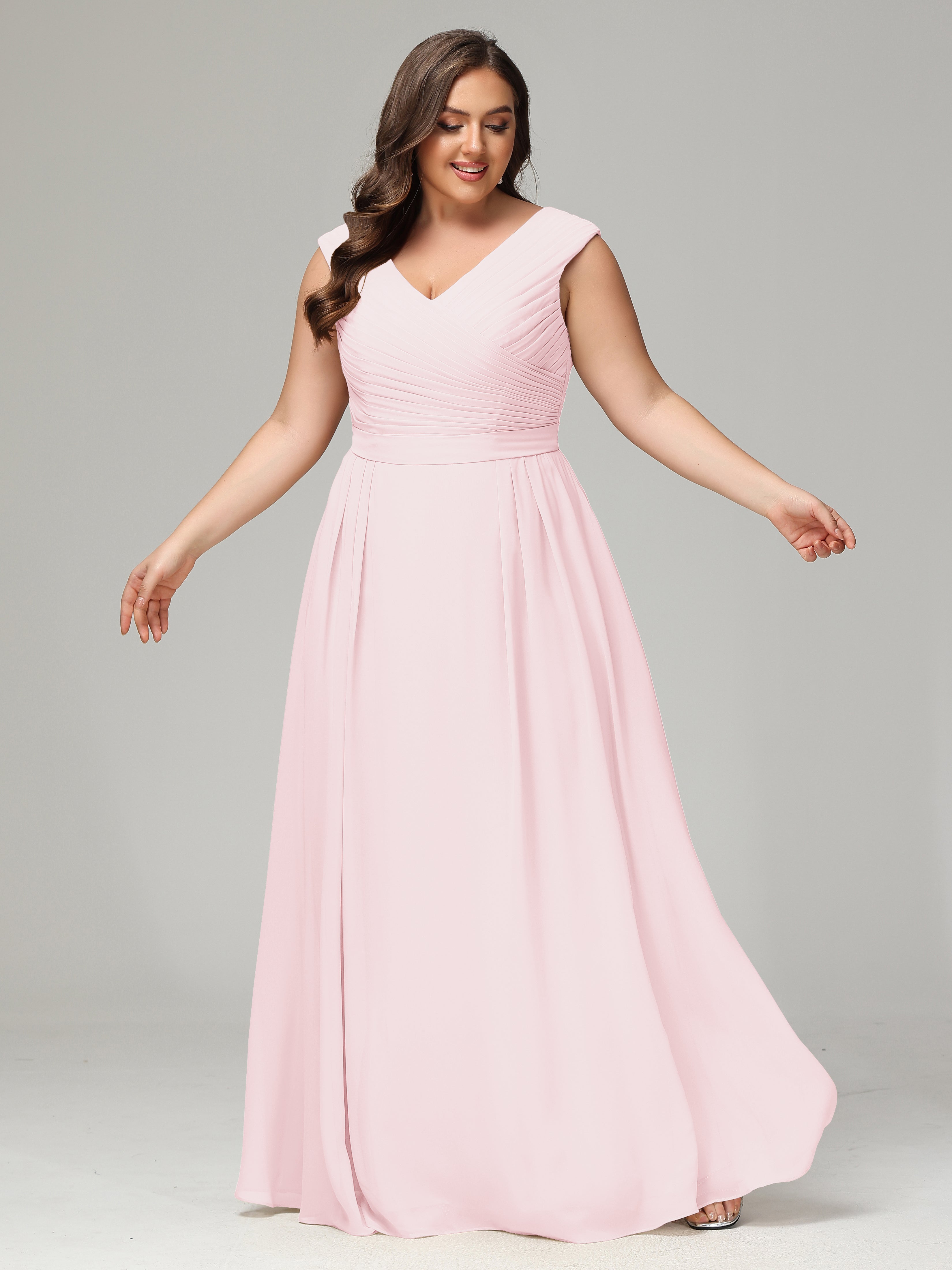 Robes Demoiselle D Honneur Rose Pale Dos En V Mousseline Robe De Demoiselle D'Honneur Grande Taille