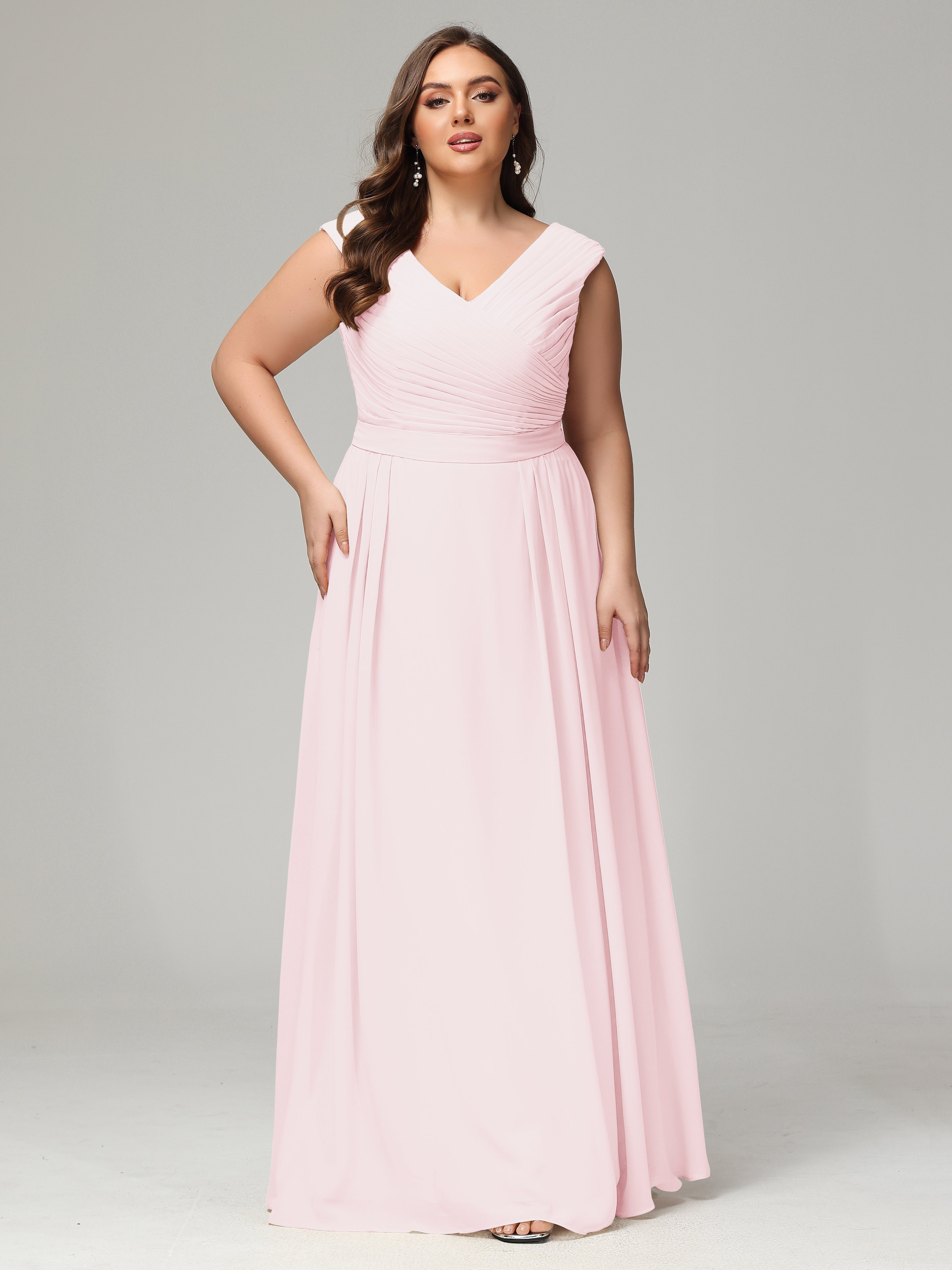 Robes Demoiselle D Honneur Rose Pale Dos En V Mousseline Robe De Demoiselle D'Honneur Grande Taille