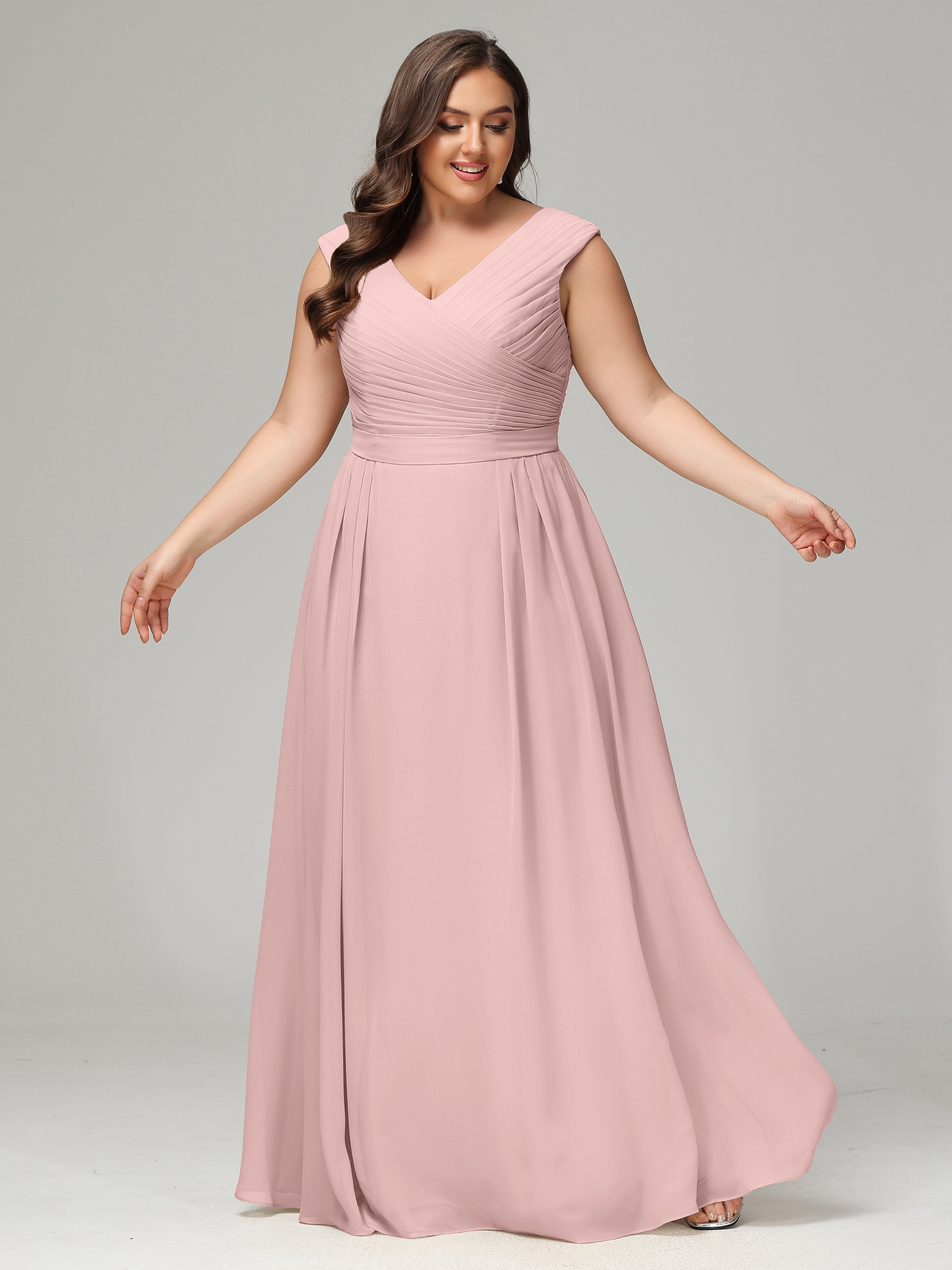 Robe De Demoiselle D Honneur Rose Poudrée Dos En V Mousseline Robe De Demoiselle D'Honneur Grande Taille