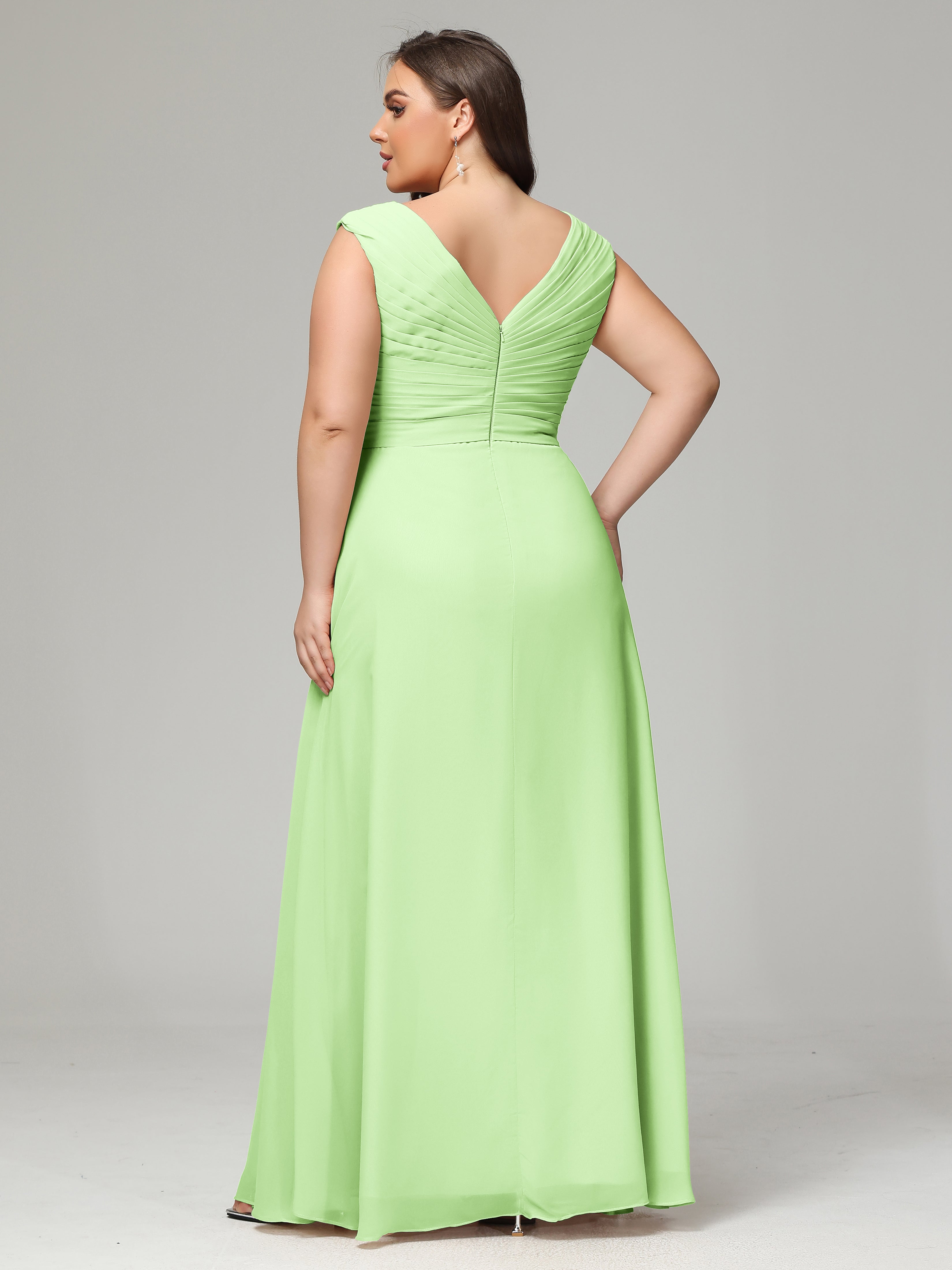 Robe De Demoiselle D Honneur Vert Sauge Dos En V Mousseline Robe De Demoiselle D'Honneur Grande Taille
