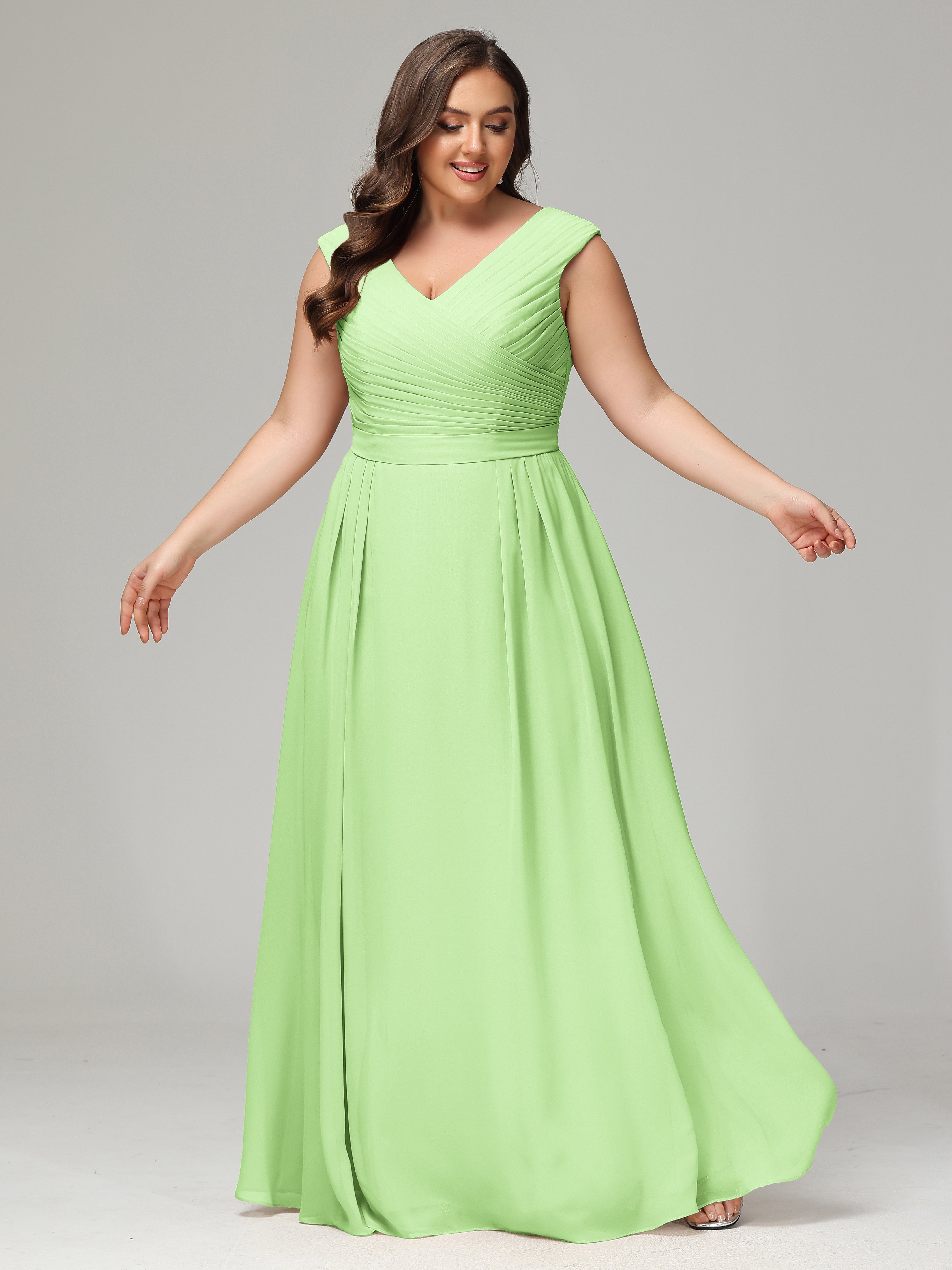 Robe De Demoiselle D Honneur Vert Sauge Dos En V Mousseline Robe De Demoiselle D'Honneur Grande Taille