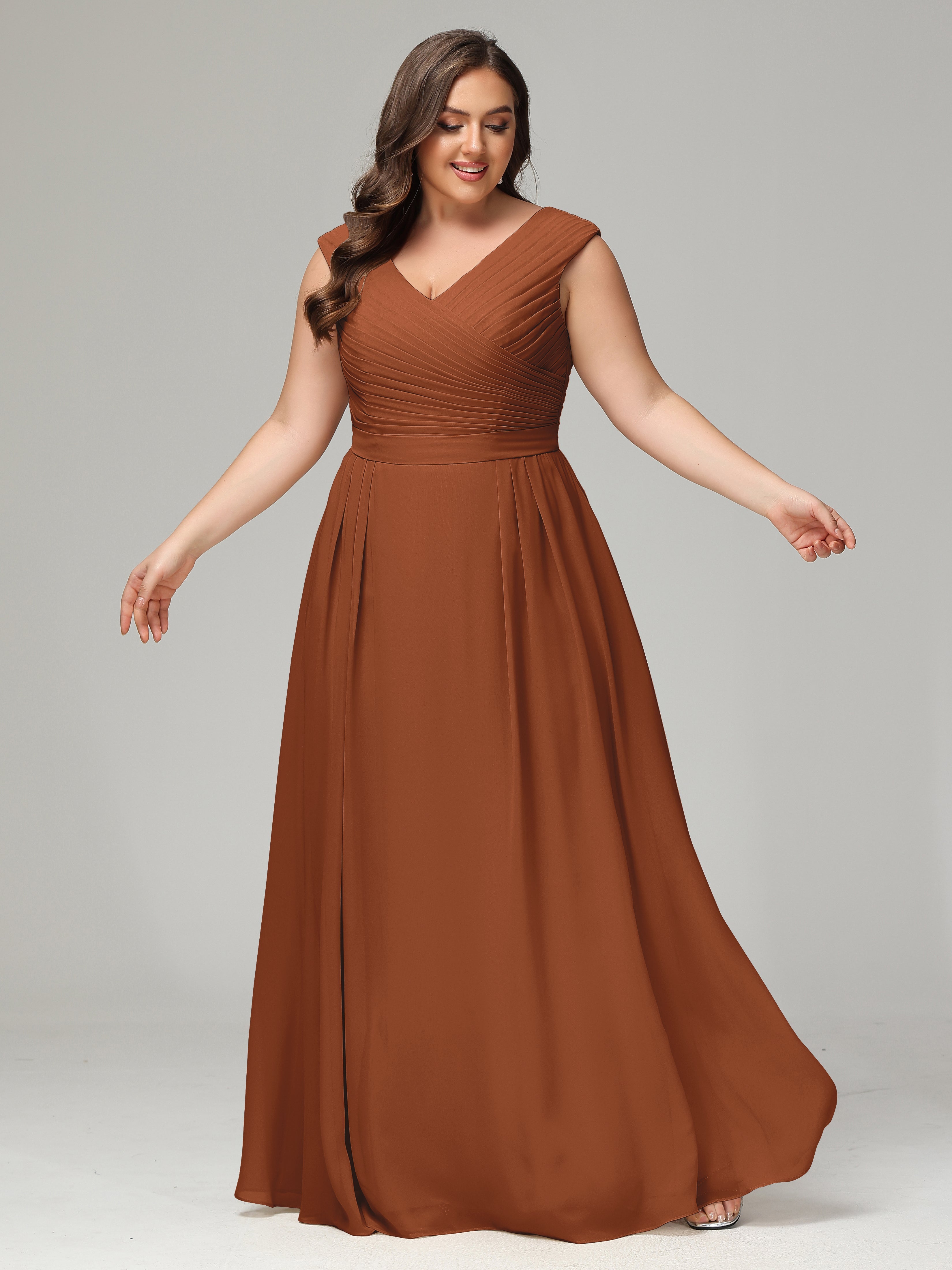Demoiselle Robe Terracotta Mariage Dos En V Mousseline Robe De Demoiselle D'Honneur Grande Taille