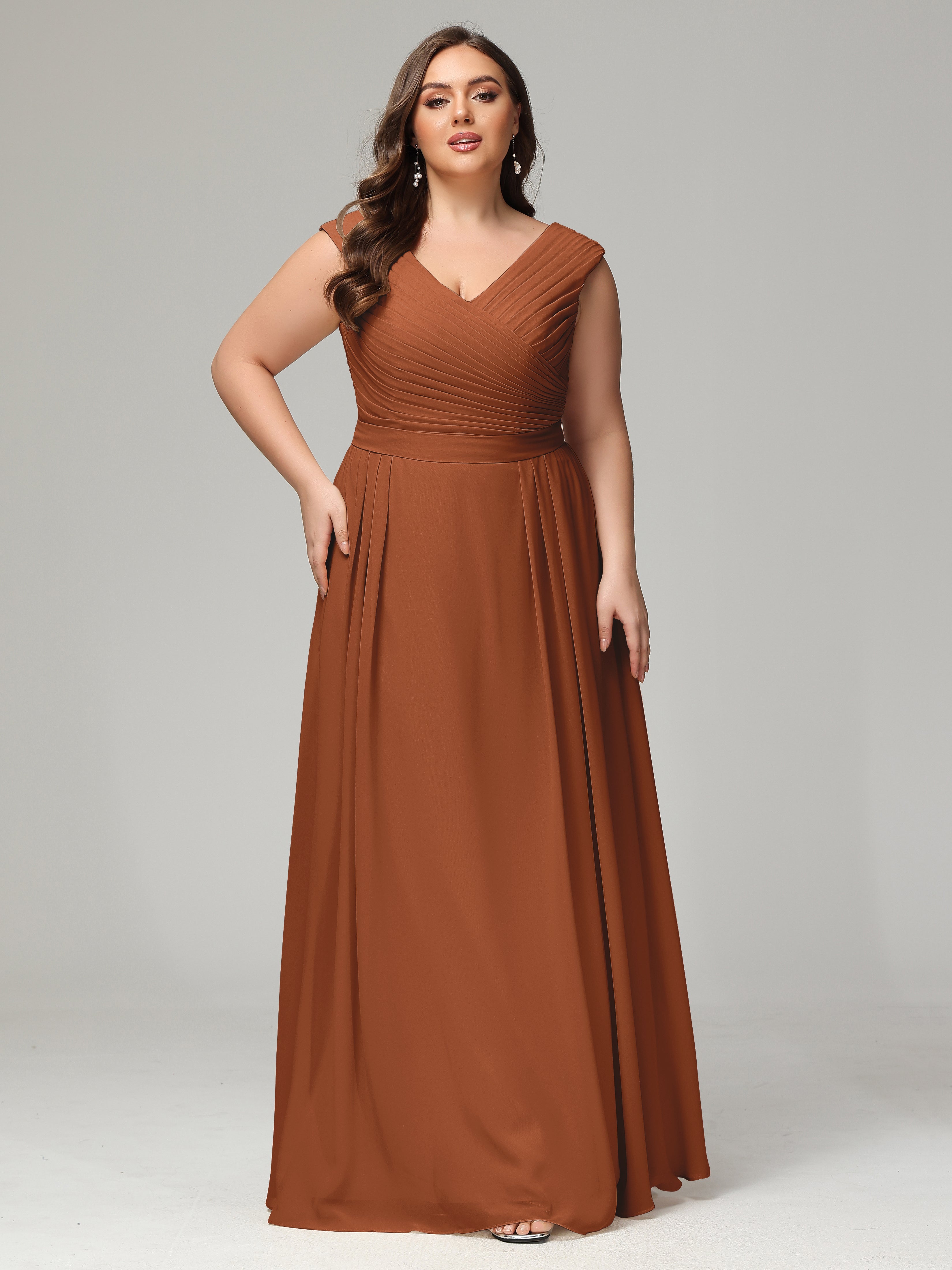 Demoiselle Robe Terracotta Mariage Dos En V Mousseline Robe De Demoiselle D'Honneur Grande Taille