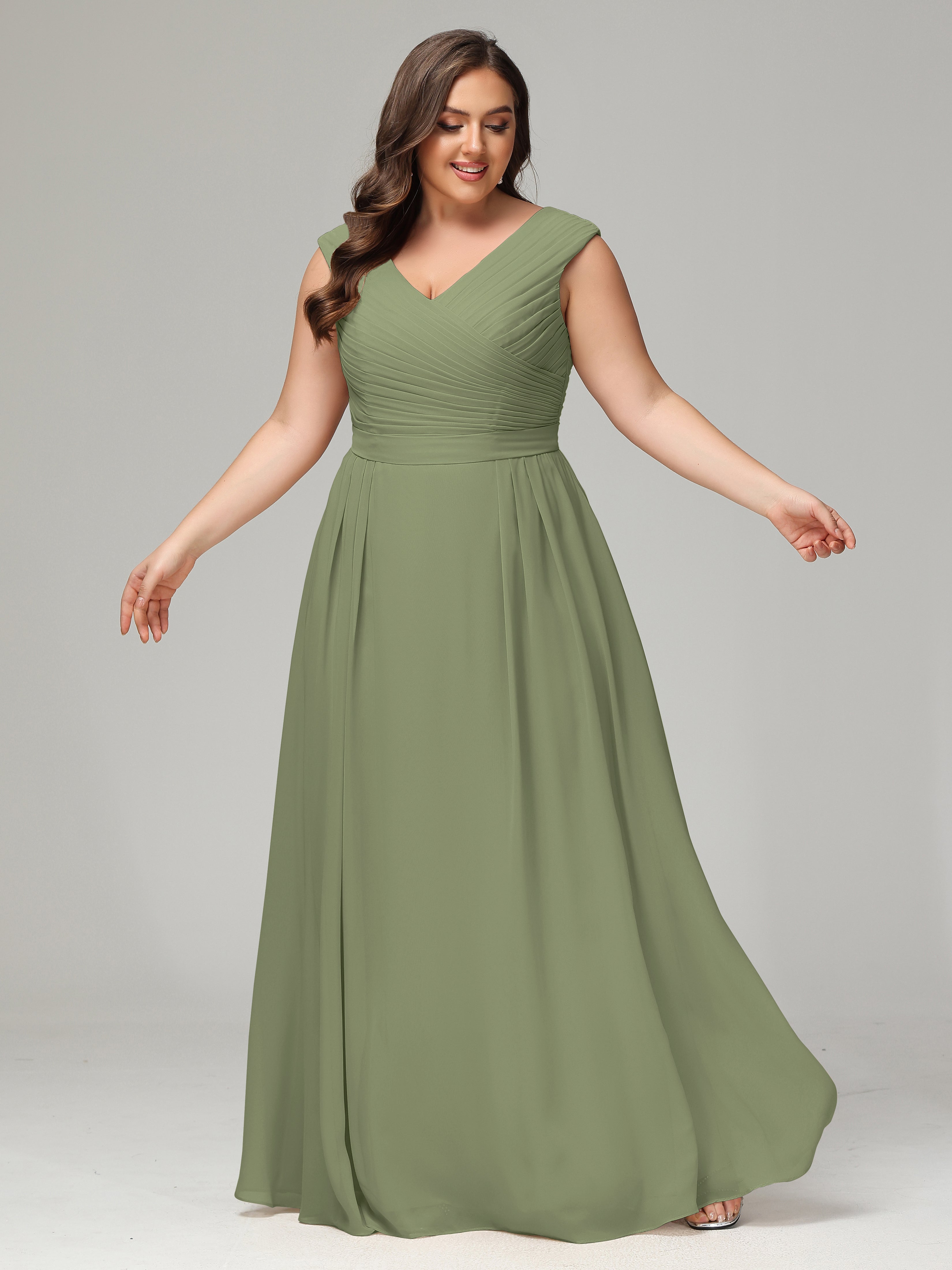 Robe Vert Olive Demoiselle D Honneur Dos En V Mousseline Robe De Demoiselle D'Honneur Grande Taille
