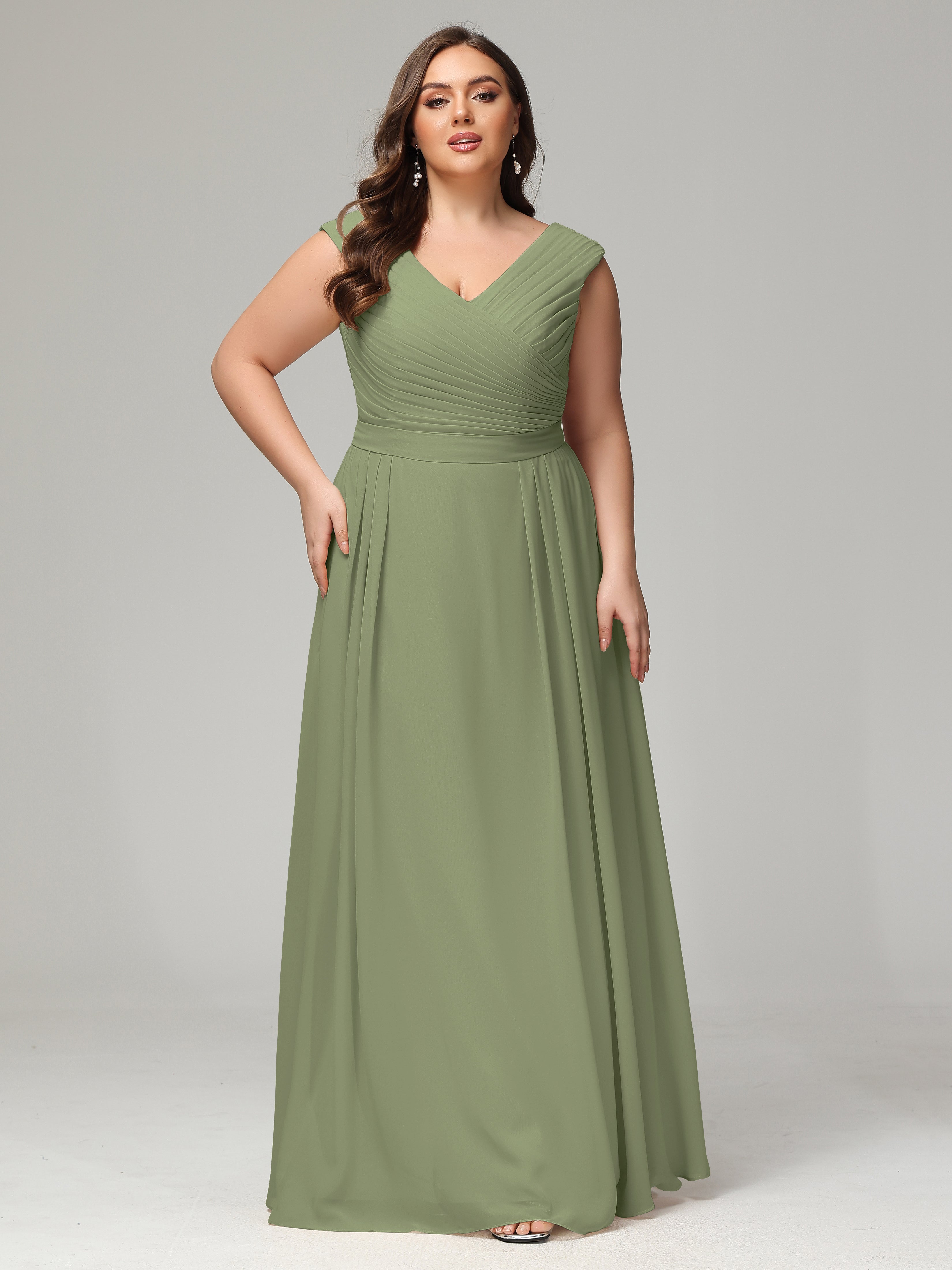 Robe Vert Olive Demoiselle D Honneur Dos En V Mousseline Robe De Demoiselle D'Honneur Grande Taille