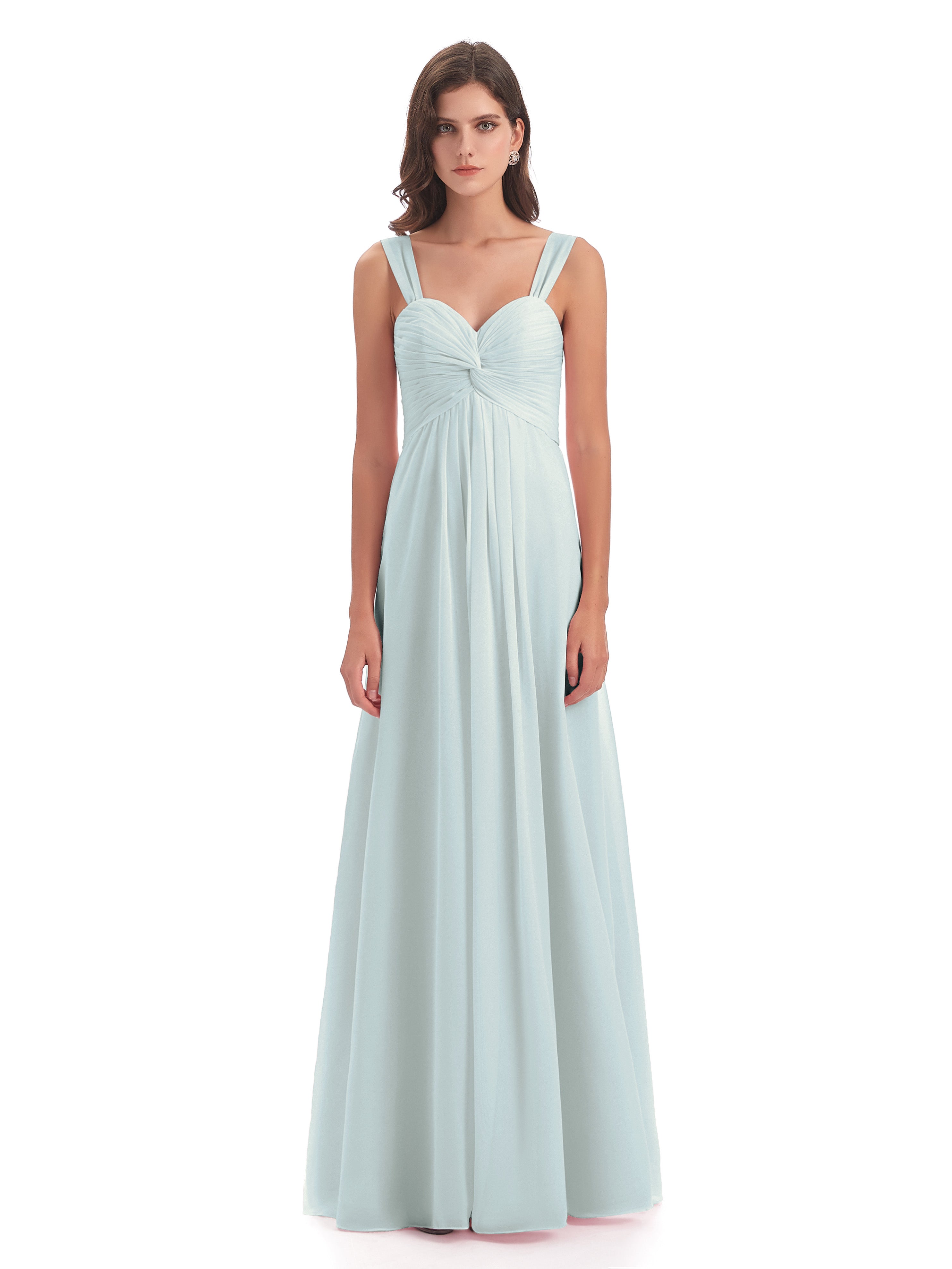 Robe Demoiselle D Honneur Celadon Bretelles Col V Mousseline Robes Demoiselle D'Honneur Grande Taille