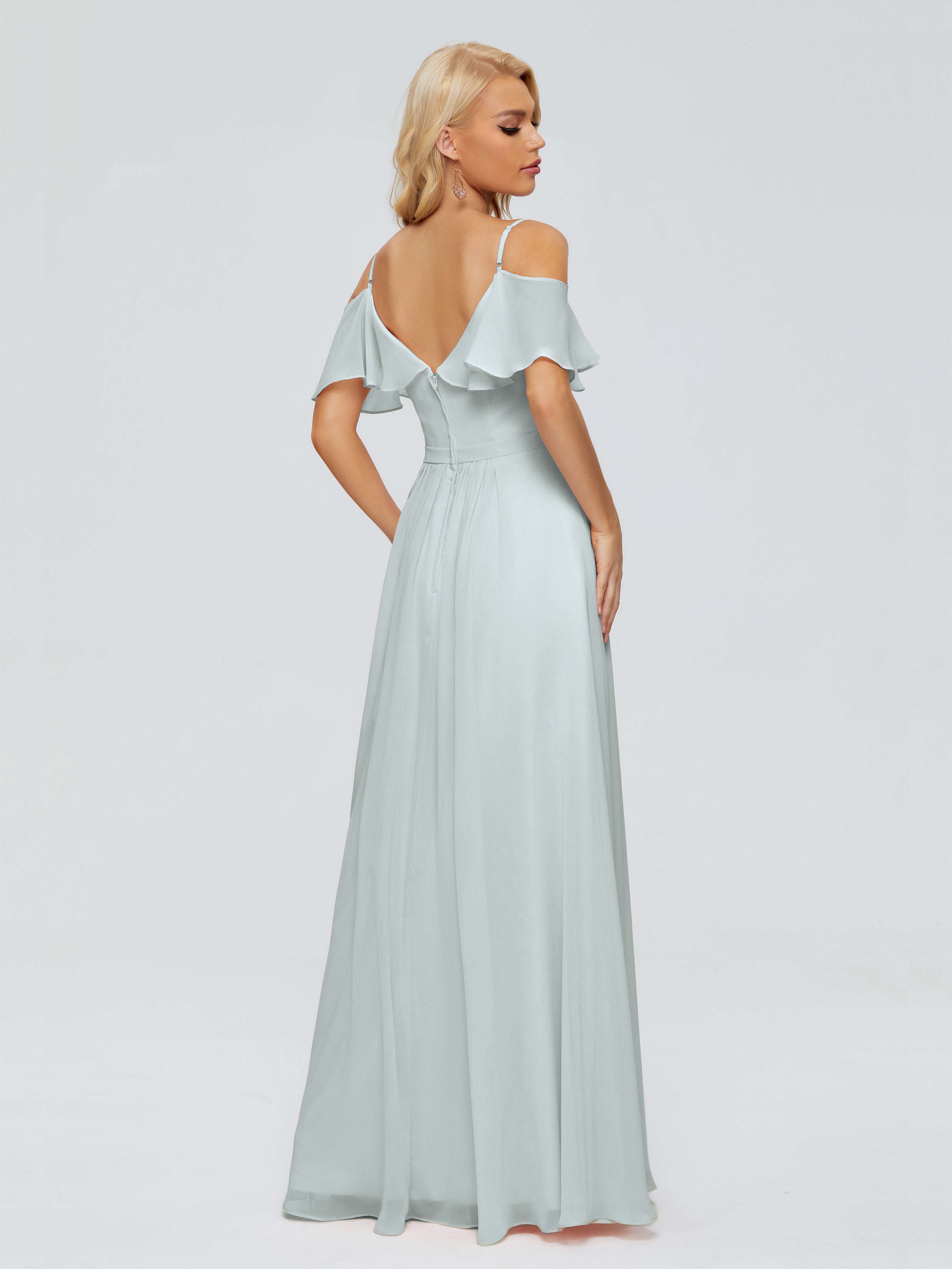 Robes De Demoiselle D'Honneur Celadon Fourreau/Colonne Hors-La-Épaule Longue Robes Demoiselle D'Honneur