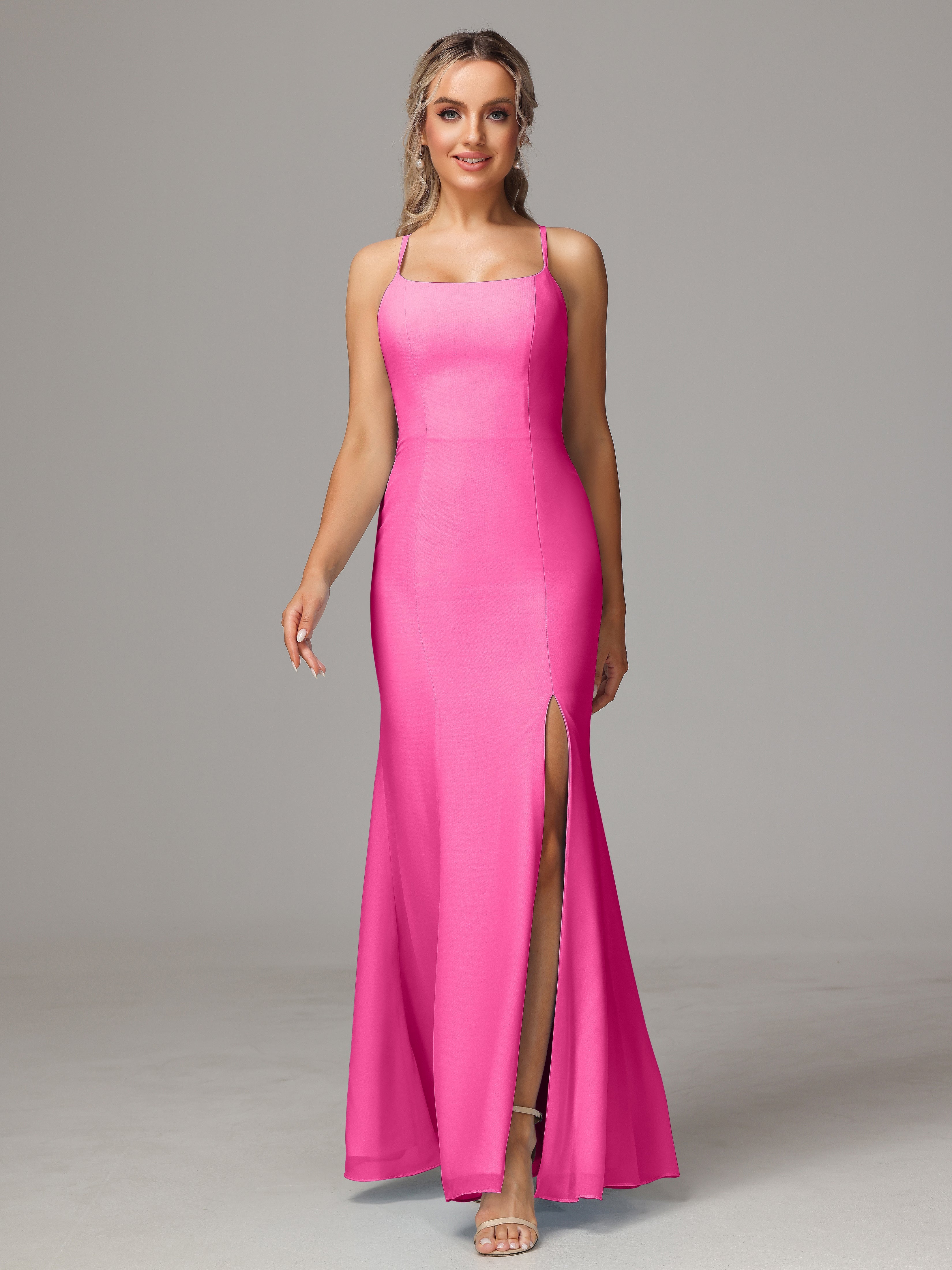 Robe Demoiselle D Honneur Azalée Leticia Fourreau Mousseline Longue Robes Demoiselle D'Honneur