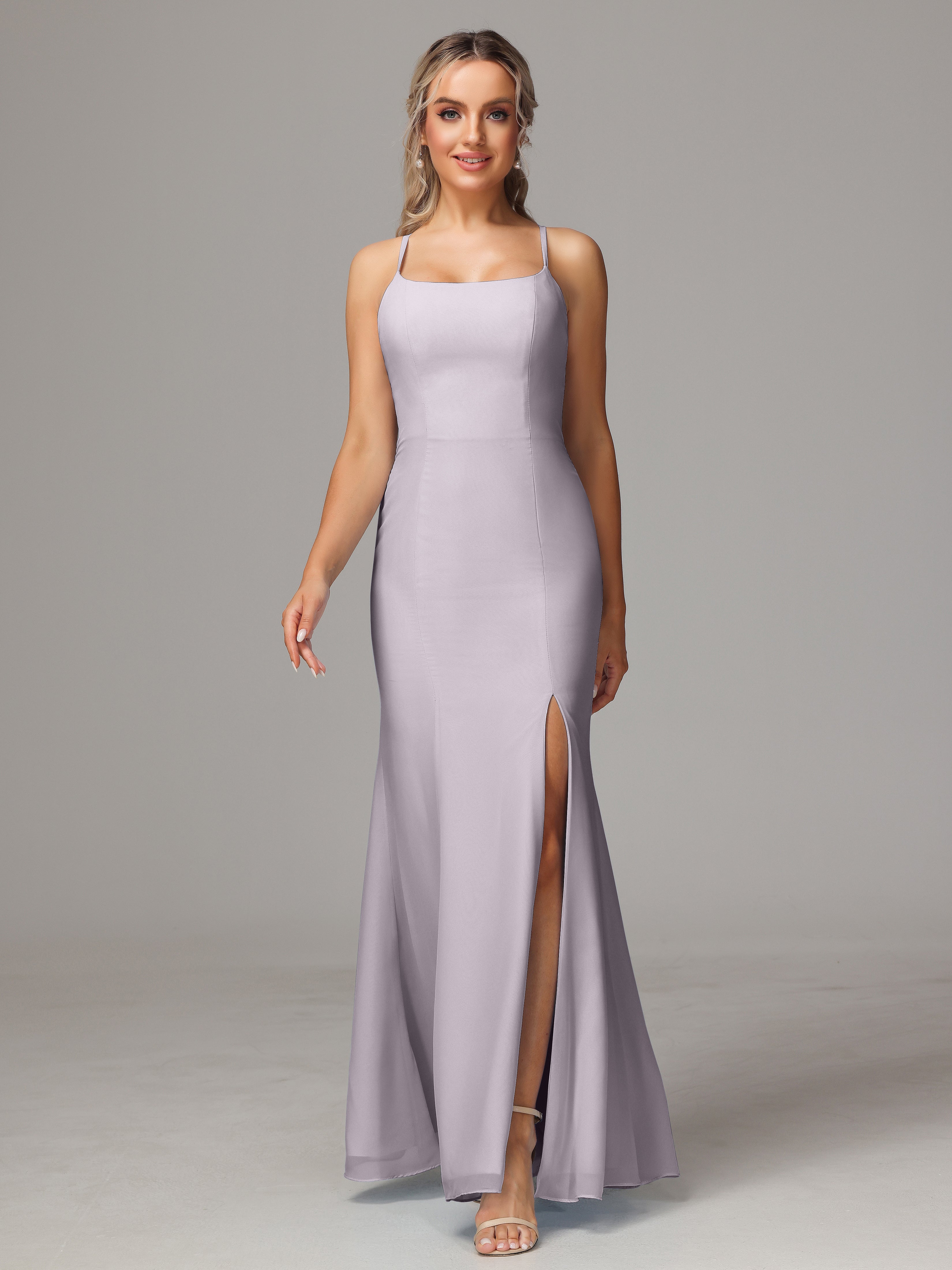 Robes De Demoiselle D'Honneur Crépuscule Leticia Fourreau Mousseline Longue Robes Demoiselle D'Honneur