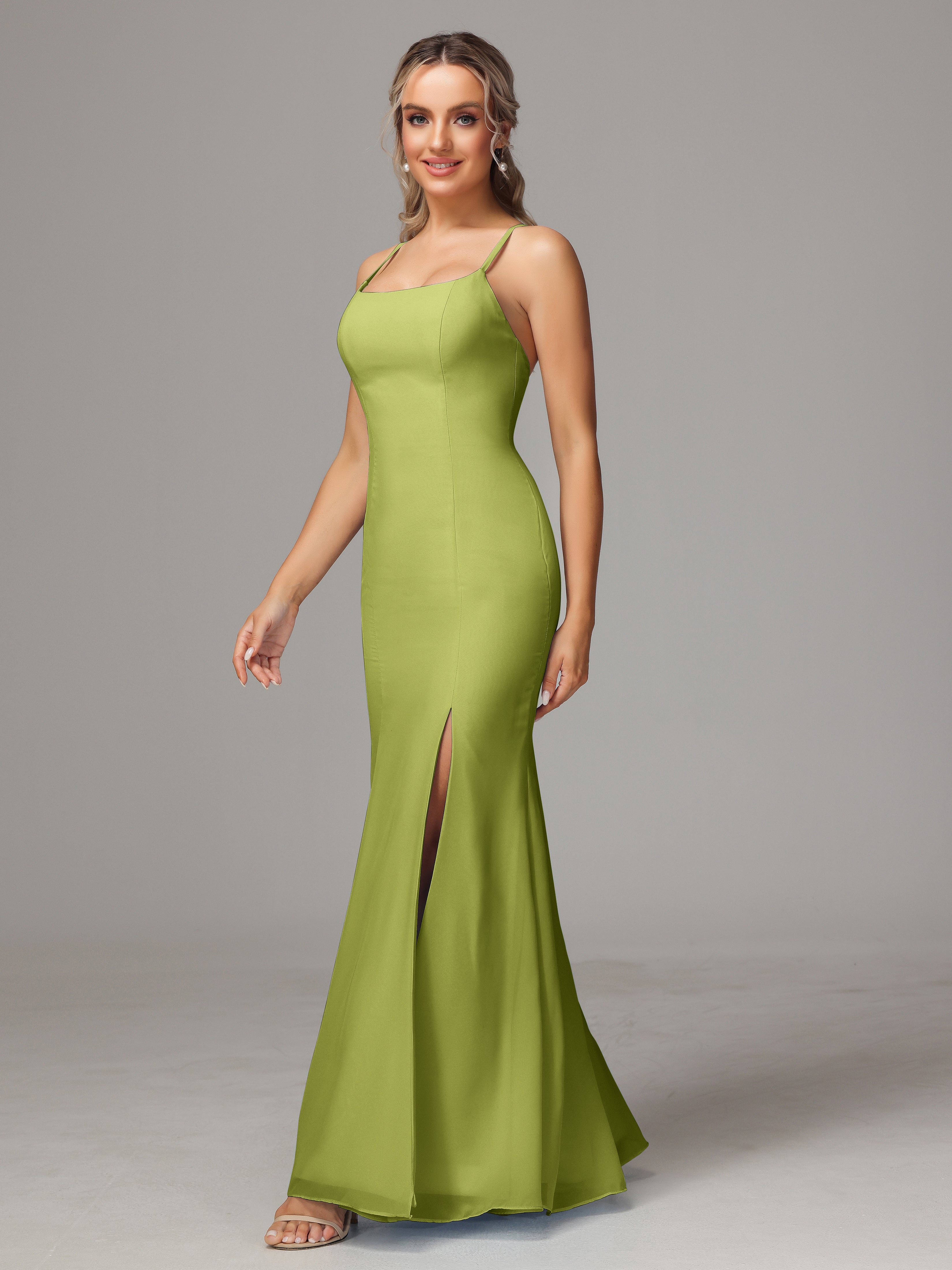 Robes De Demoiselle D'Honneur Trèfle Leticia Fourreau Mousseline Longue Robes Demoiselle D'Honneur