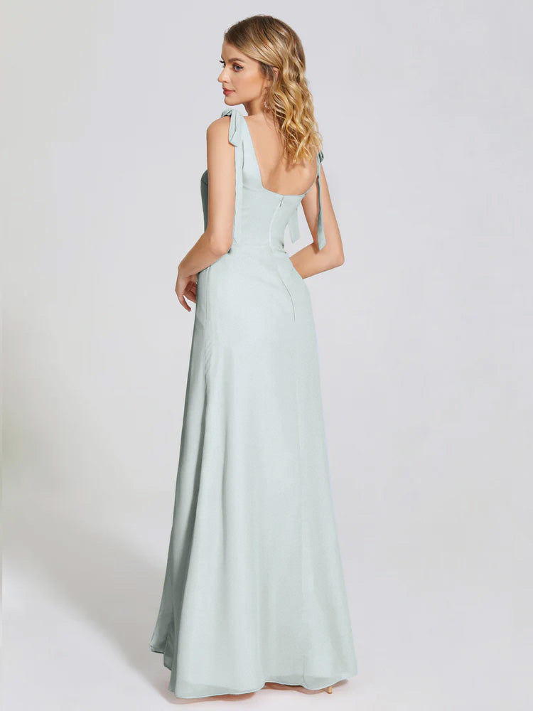 Robes De Demoiselle D'Honneur Celadon Trapèze Mancherons Illusion Dentelle/Mousseline Robes Demoiselle D'Honneur