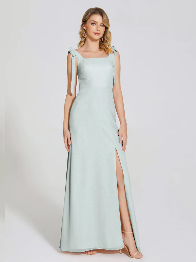 Robes De Demoiselle D'Honneur Celadon Trapèze Mancherons Illusion Dentelle/Mousseline Robes Demoiselle D'Honneur