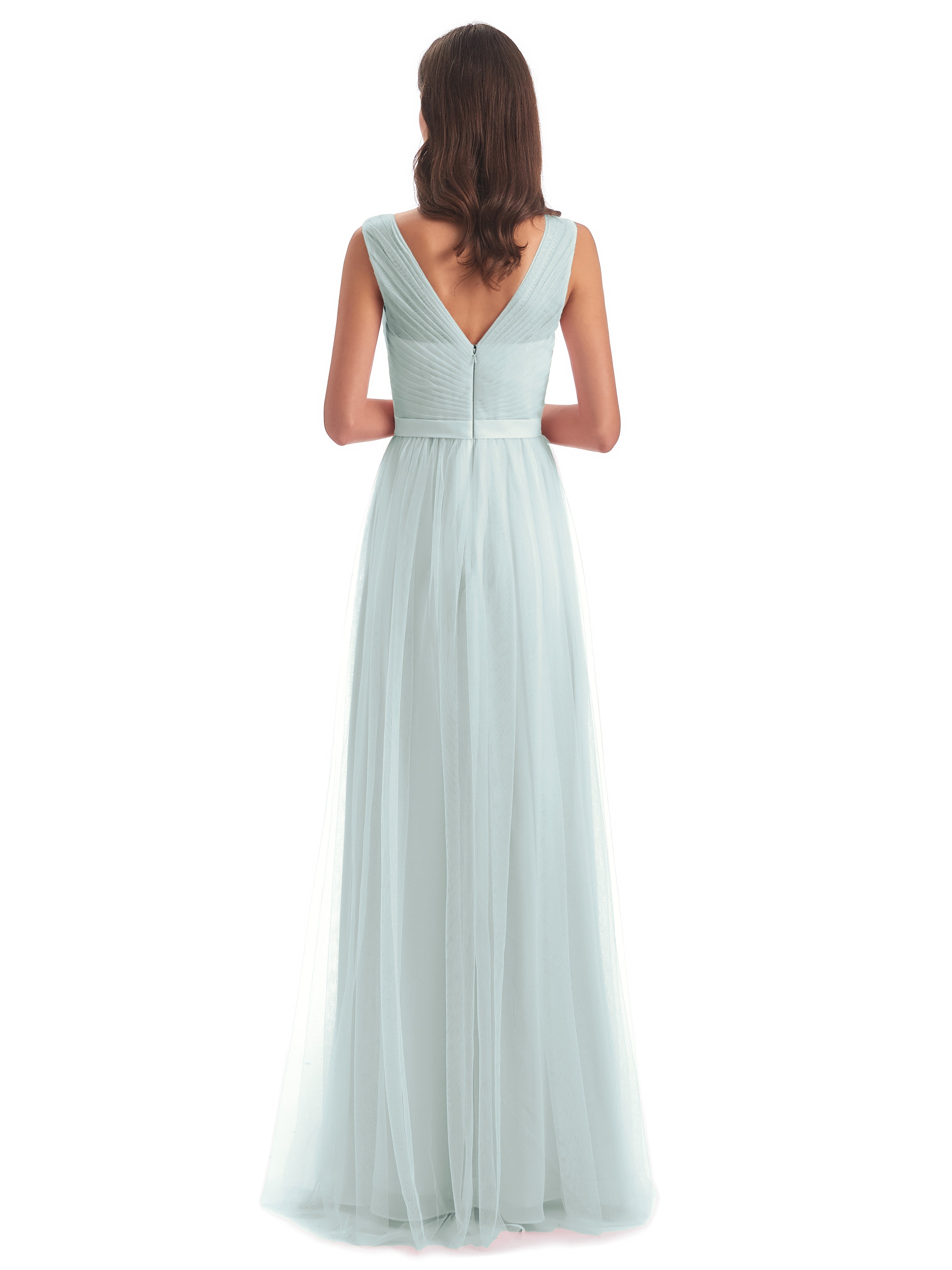 Robes De Demoiselle D'Honneur Celadon Dos En V Tulle Robes Demoiselle D'Honneur