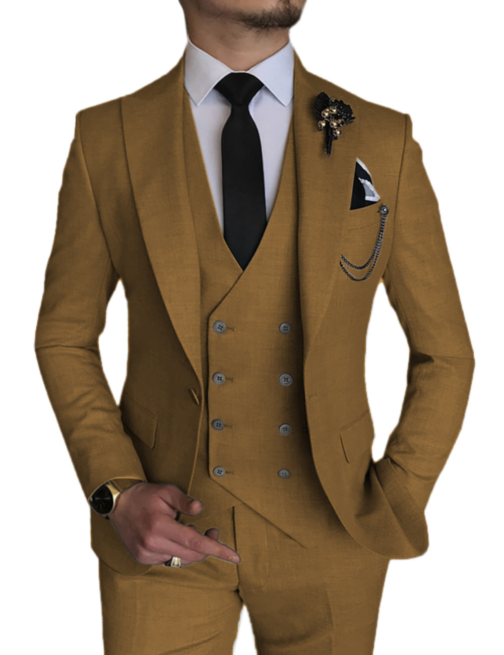 Costume 3 Pièces Homme Affaires - Costume Marié et Garçon d'Honneur Élégant