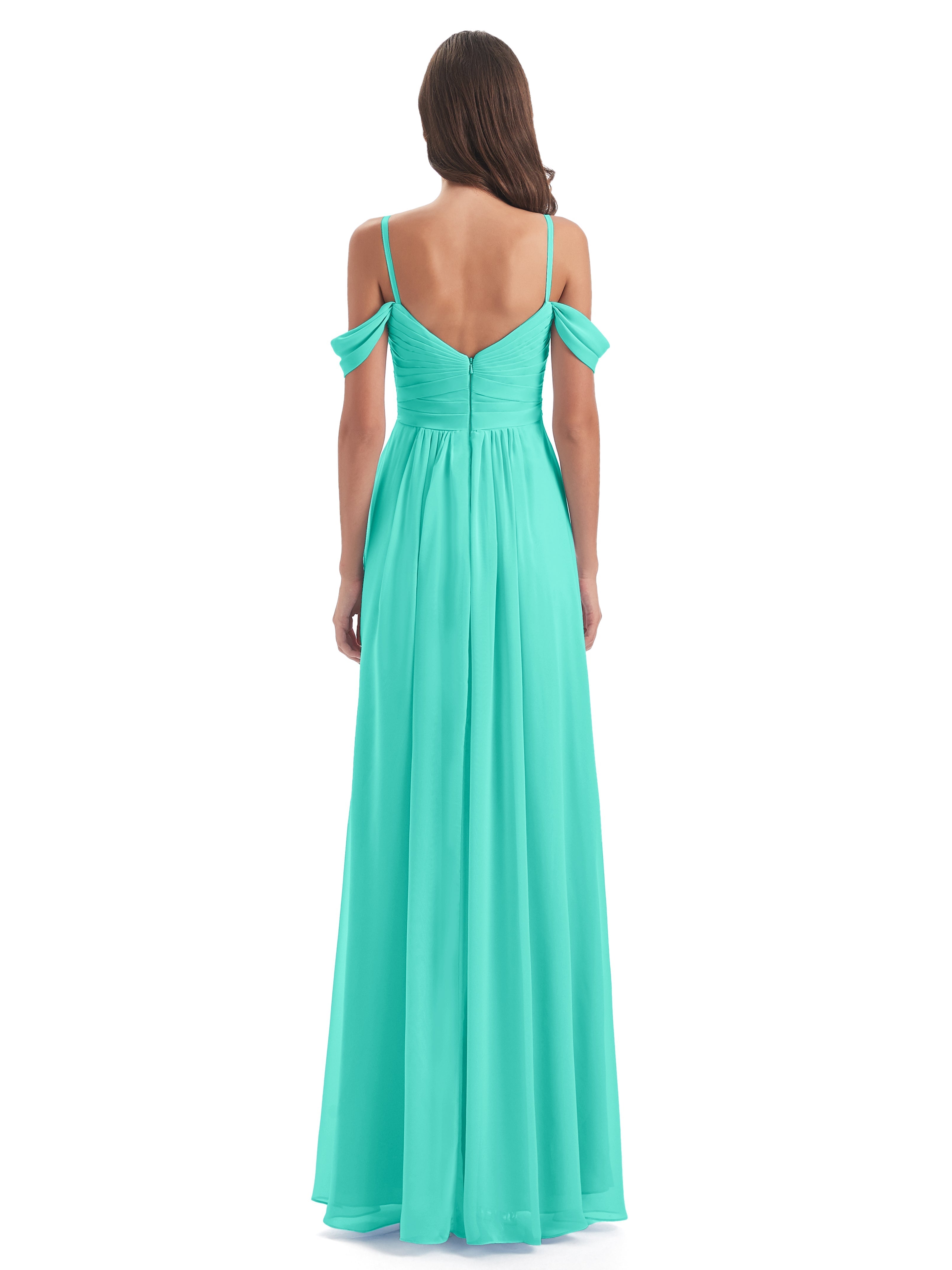 Robes De Demoiselle D'Honneur Spa Fendue Devant Bretelles Spaghetti Robes Demoiselle D'Honneur