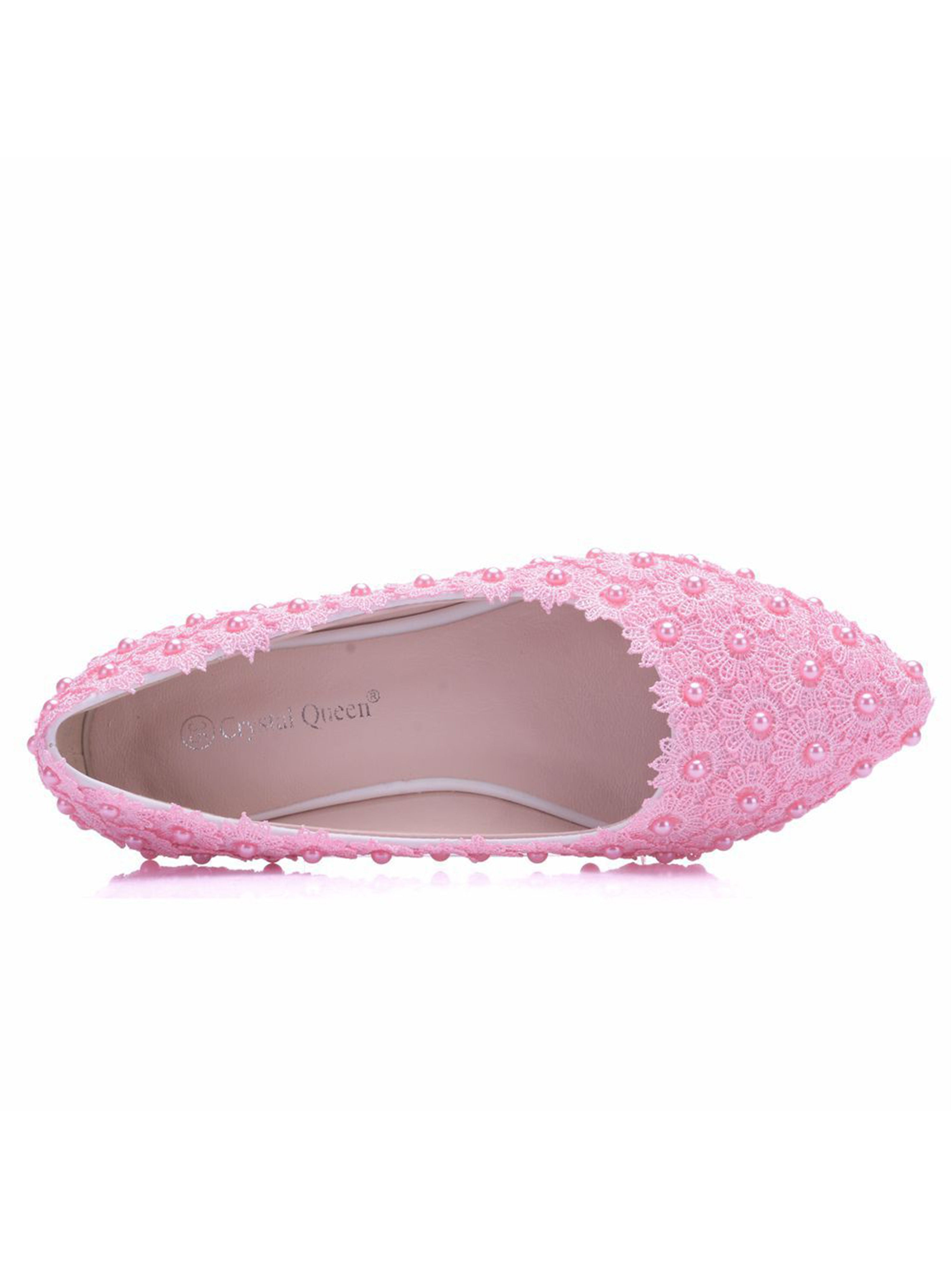 Chaussures de Mariage Plates à Bout Pointu Chaussures en Dentelle pour Femmes